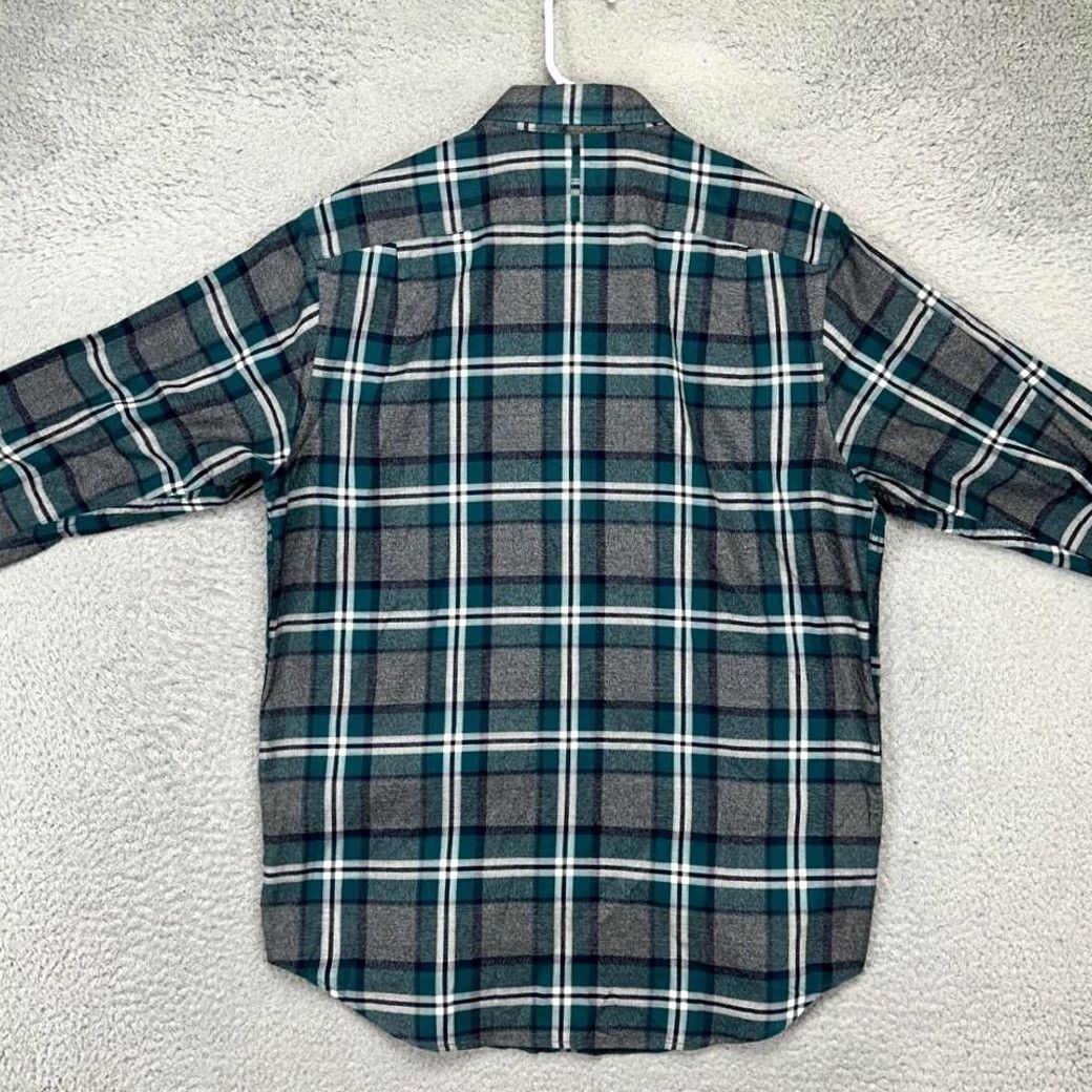 Banana Republic Banana Republic Luxe Flannel Shirt Mens Medium Grey Teal Plaid Slim Button Down Size US M / EU 48-50 / 2 - 3 Thumbnail