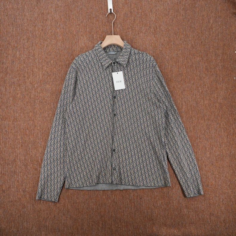 Dior Dior Beige full-print pattern logo knitted long-sleeved sh Size US L / EU 52-54 / 3 - 1 Thumbnail