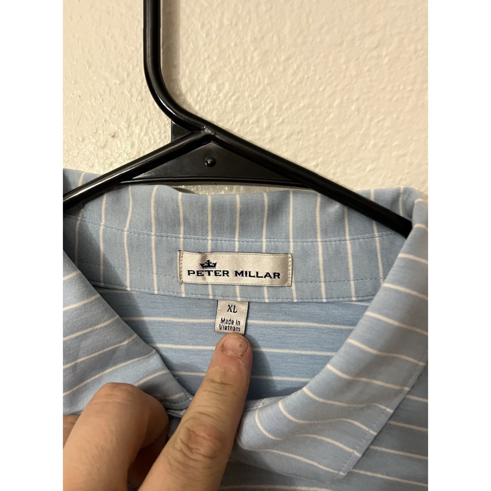 Peter Millar Peter Millar Shirt Men XL Blue Stripe Short Sleeve Polo Embroidered Logo Pebble Beach Golf Stretch Size US XL / EU 56 / 4 - 3 Thumbnail