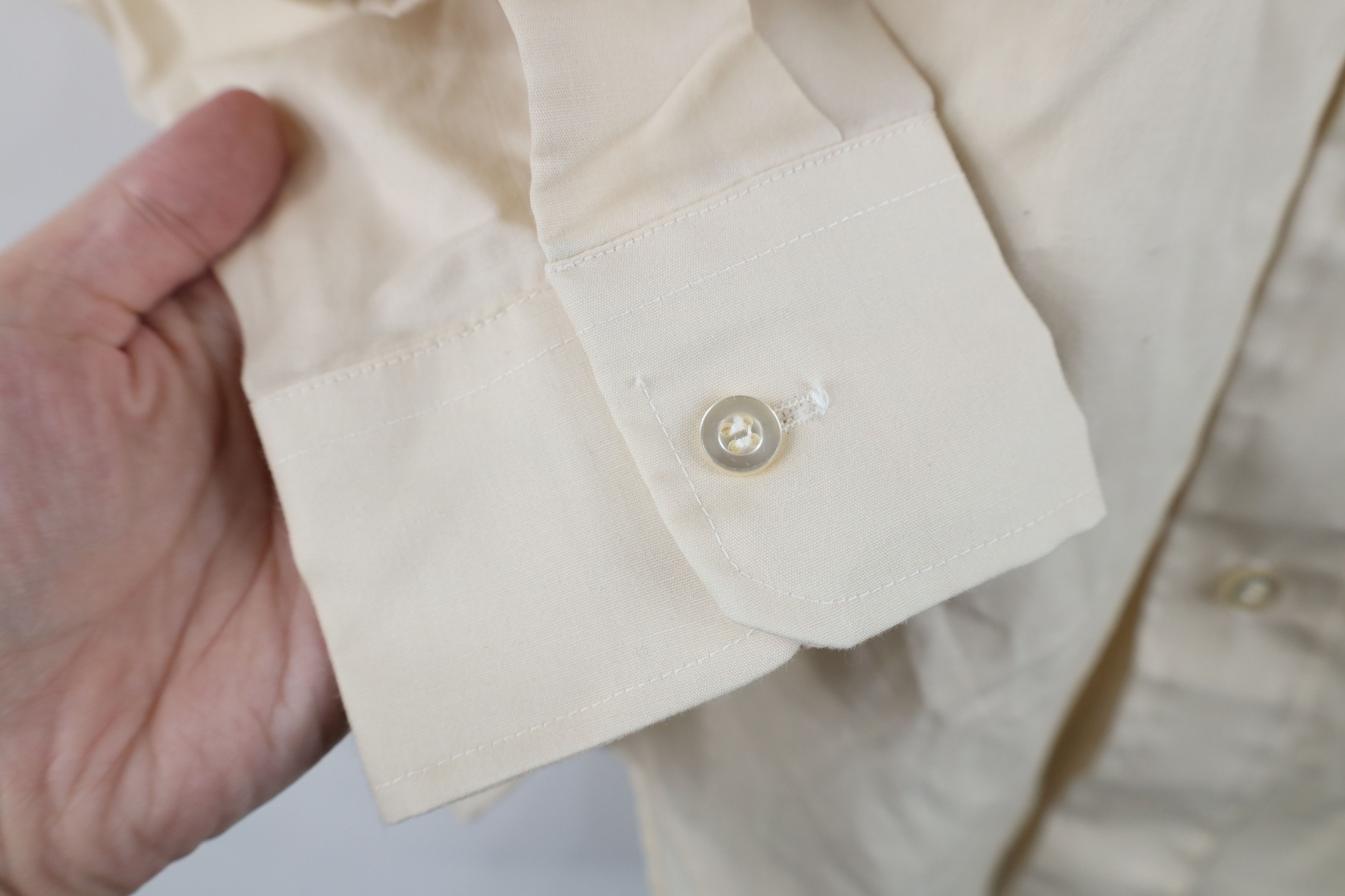 Vintage Vintage 70s Streetwear Blank Collared Button Shirt Beige USA Size US L / EU 52-54 / 3 - 4 Thumbnail