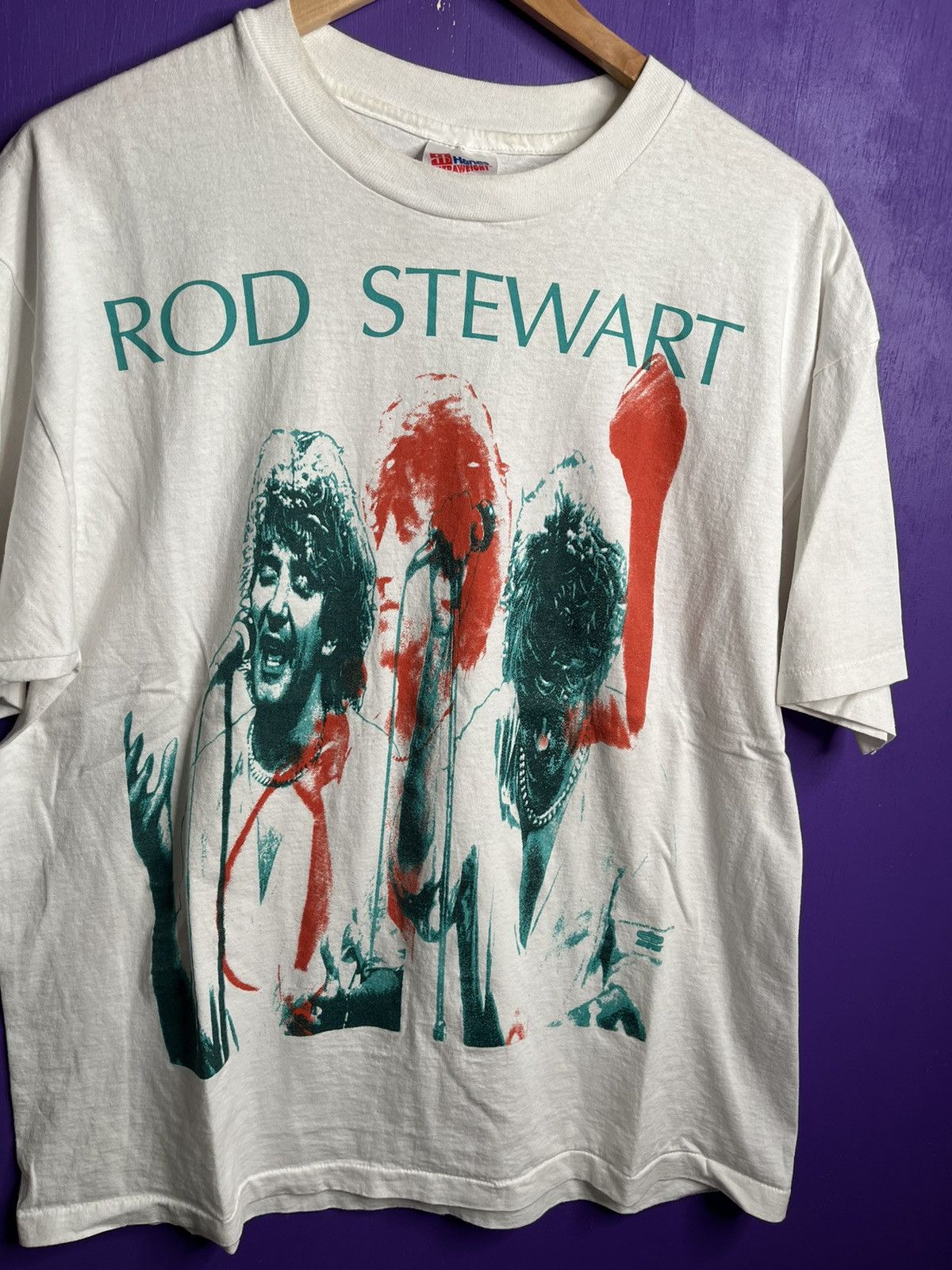Band Tees × Vintage Vintage 1993 Rod Stewart singing tour t-shirt Size US L / EU 52-54 / 3 - 3 Thumbnail