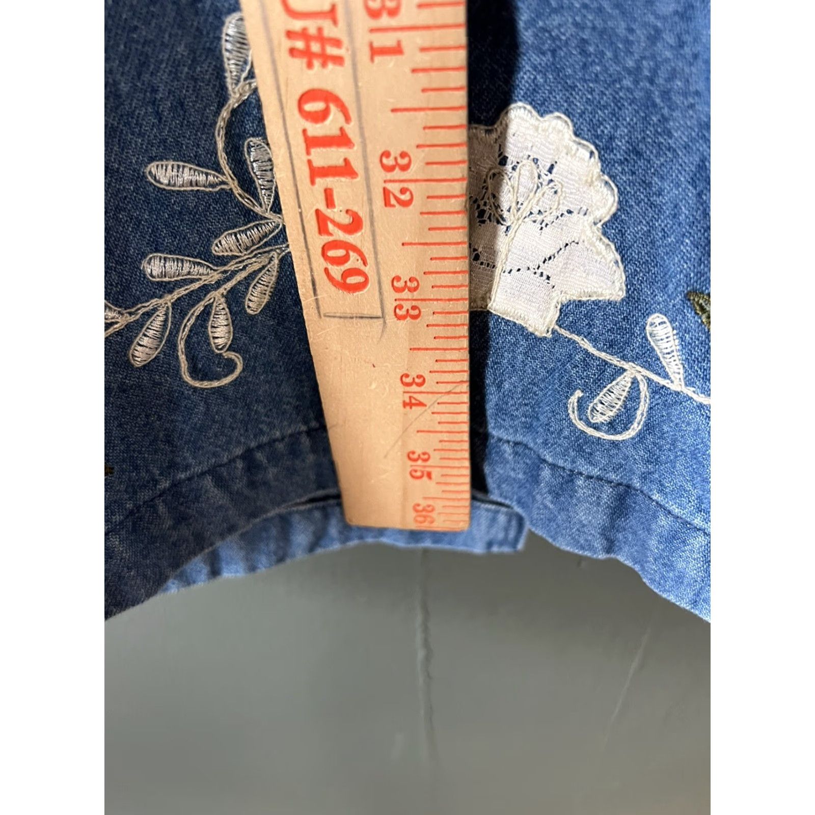 Denim & Co. VINTAGE Denim&Co Women Large Embroidered Denim Maxi Skirt Blue 35" Length L Patchwork Coastal Prairie Boys GirlsMens Womens Size 36" / US 14 / IT 50 - 4 Thumbnail