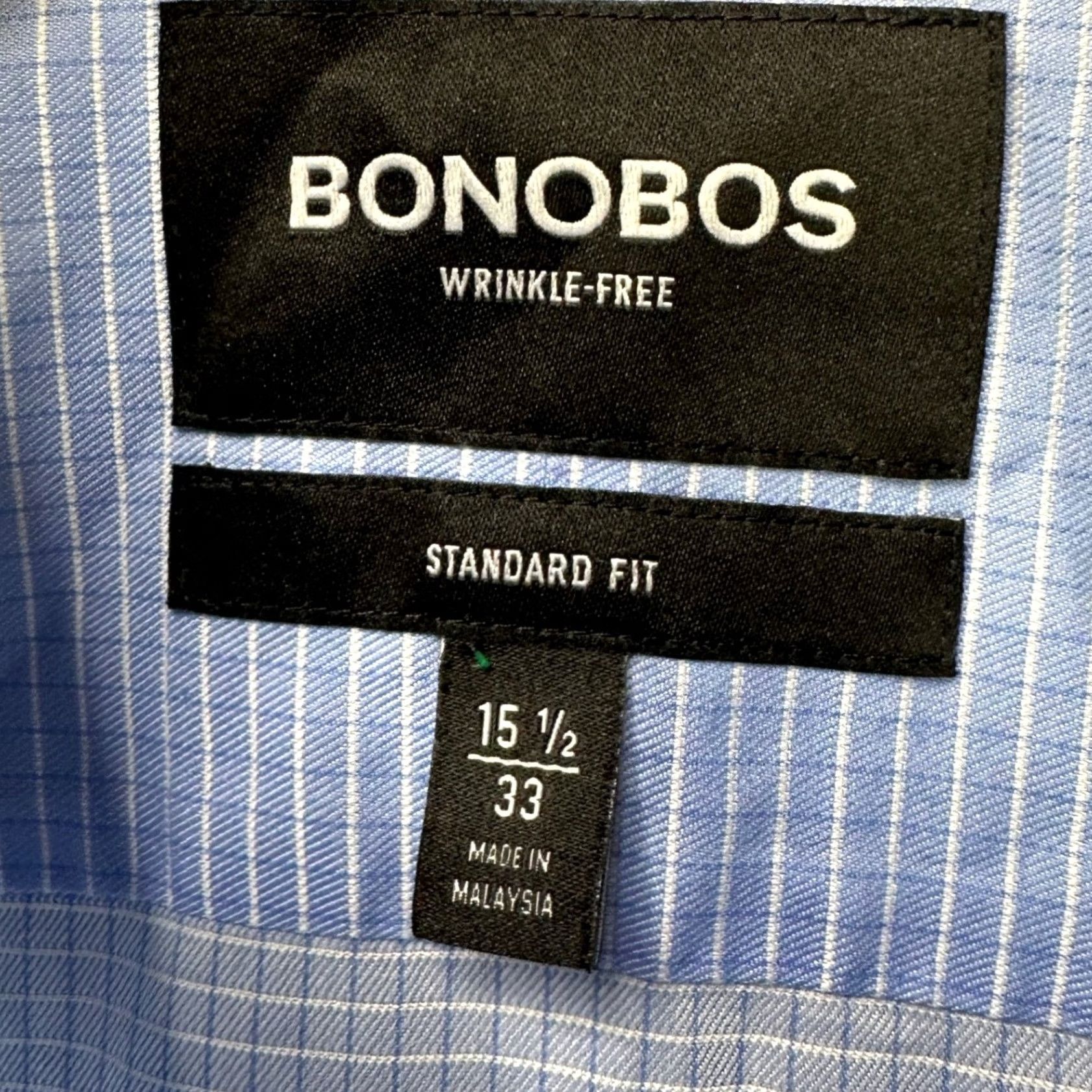 Bonobos Bonobos Shirt Dress Blue Grid Check Regular Fit Mens Long Sleeve Button Cuff Dress Shirt Size 40R - 4 Thumbnail