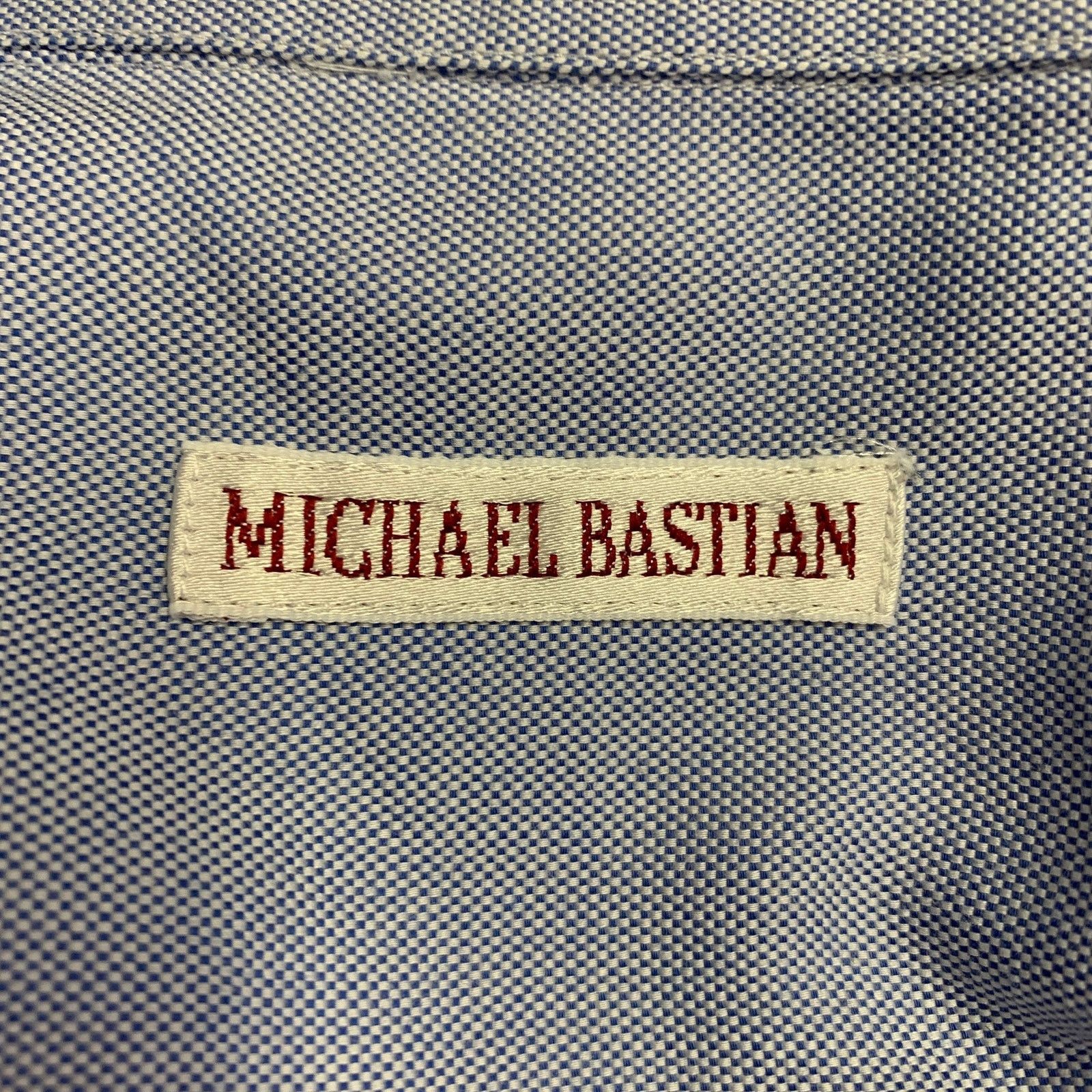 Michael Bastian Size 38 Blue Quilted Cotton Spread Collar Long Sleeve Shirt Size US M / EU 48-50 / 2 - 7 Thumbnail