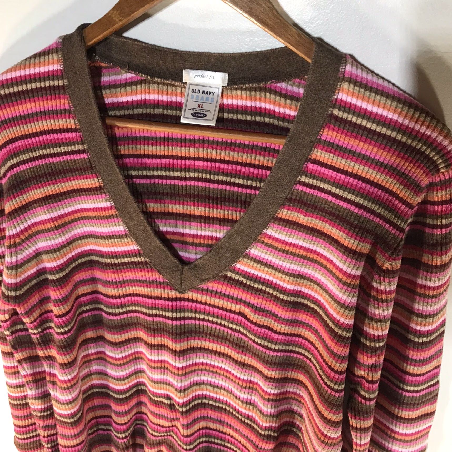 Old Navy Old Navy Women's Pullover Knit Top XL Multicolor Striped Casual Blouse 100% Cotton Fall Winter Spring Size XL / US 12-14 / IT 48-50 - 2 Thumbnail