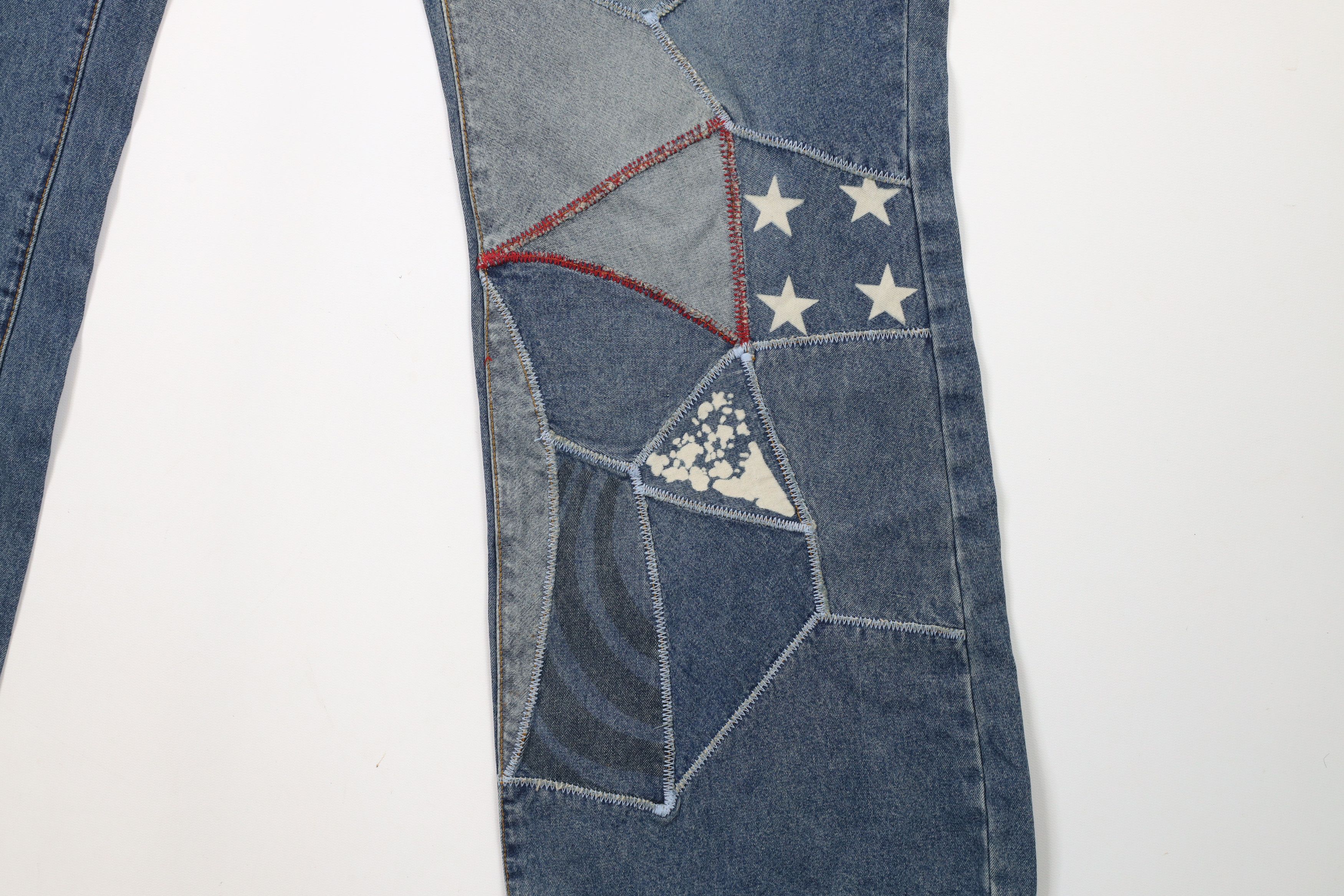 Vintage Vintage 90s Streetwear Patchwork Wide Leg Bell Bottoms Jeans Size 22" - 5 Thumbnail
