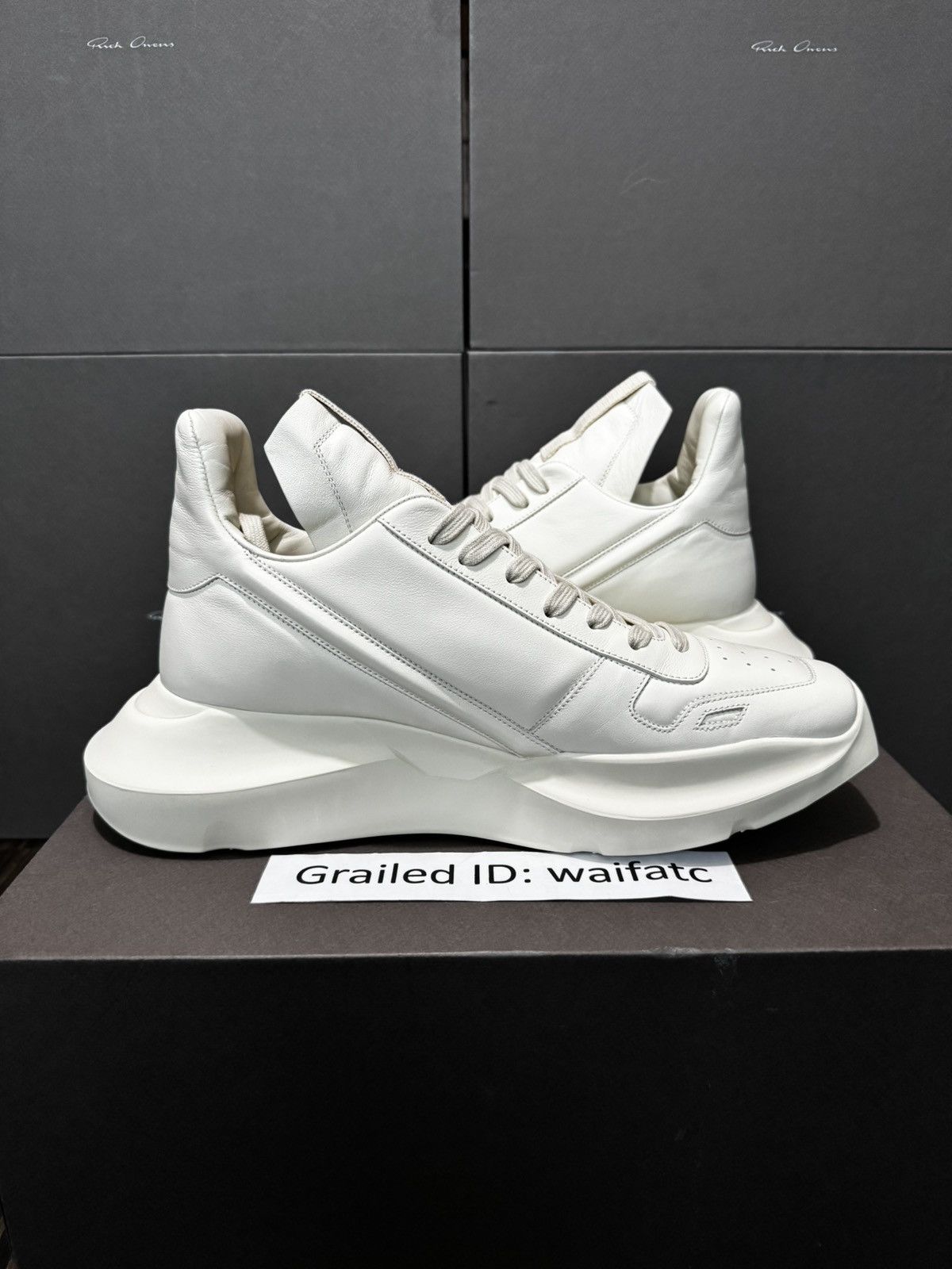 Rick Owens RICK OWENS LEATHER MILK GETH RUNNERS Sz 43 Size US 10 / EU 43 - 5 Thumbnail