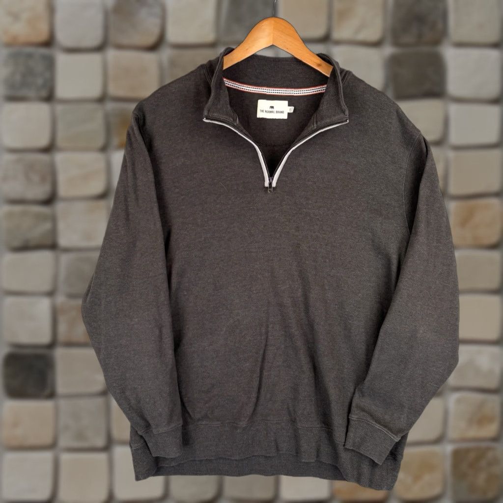 J Brand The Normal Brand Sweater Mens 2XL Brown 1/4 Zip Fleece Pullover Casual Knit Zip Mock Neck Classic Long Sleeve Cotton Blend Size US XXL / EU 58 / 5 - 1 Thumbnail