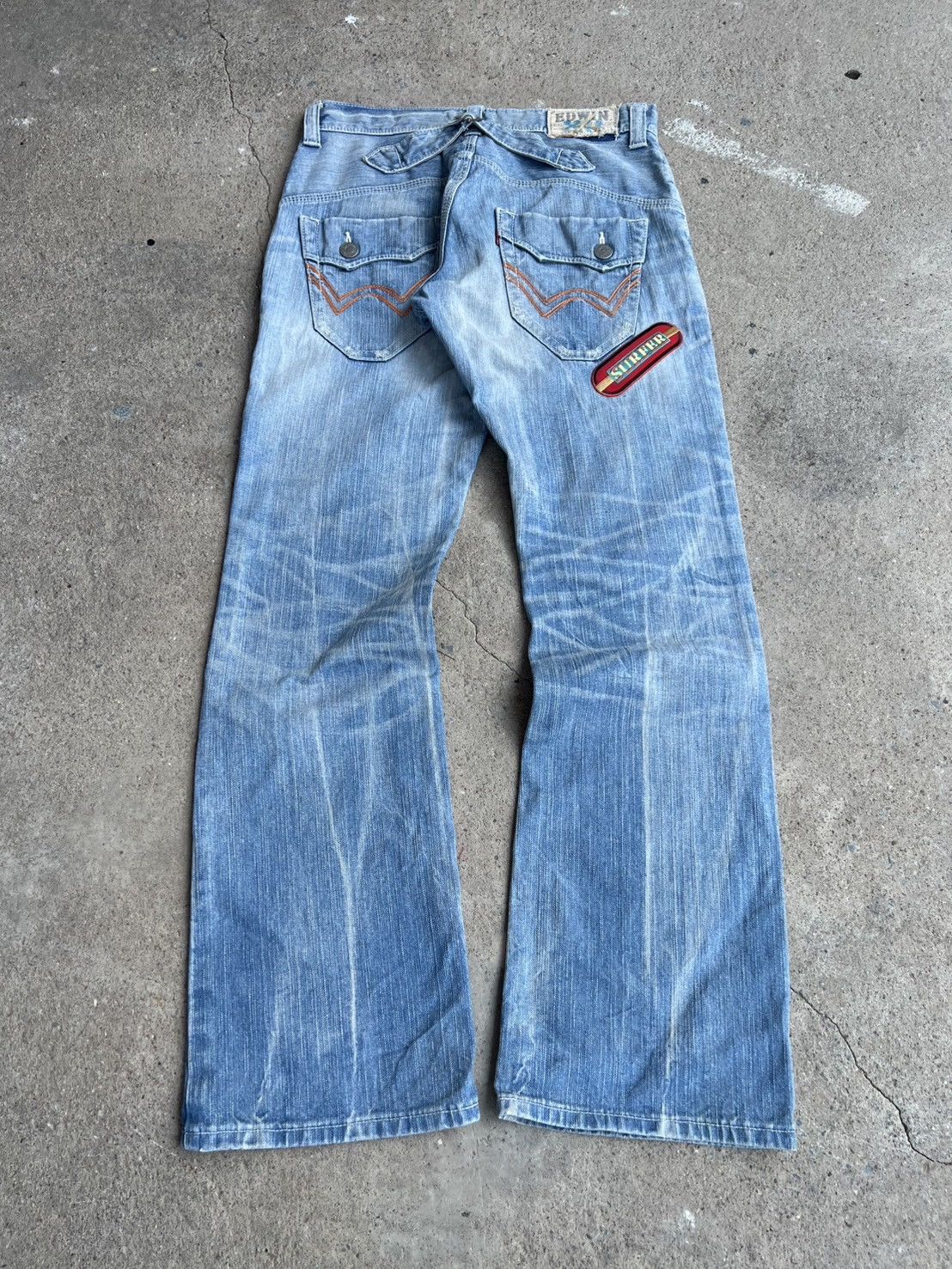 Vintage Distressed Vintage Edwin Patchwork Flared Pants Size US 32 / EU 48 - 5 Thumbnail