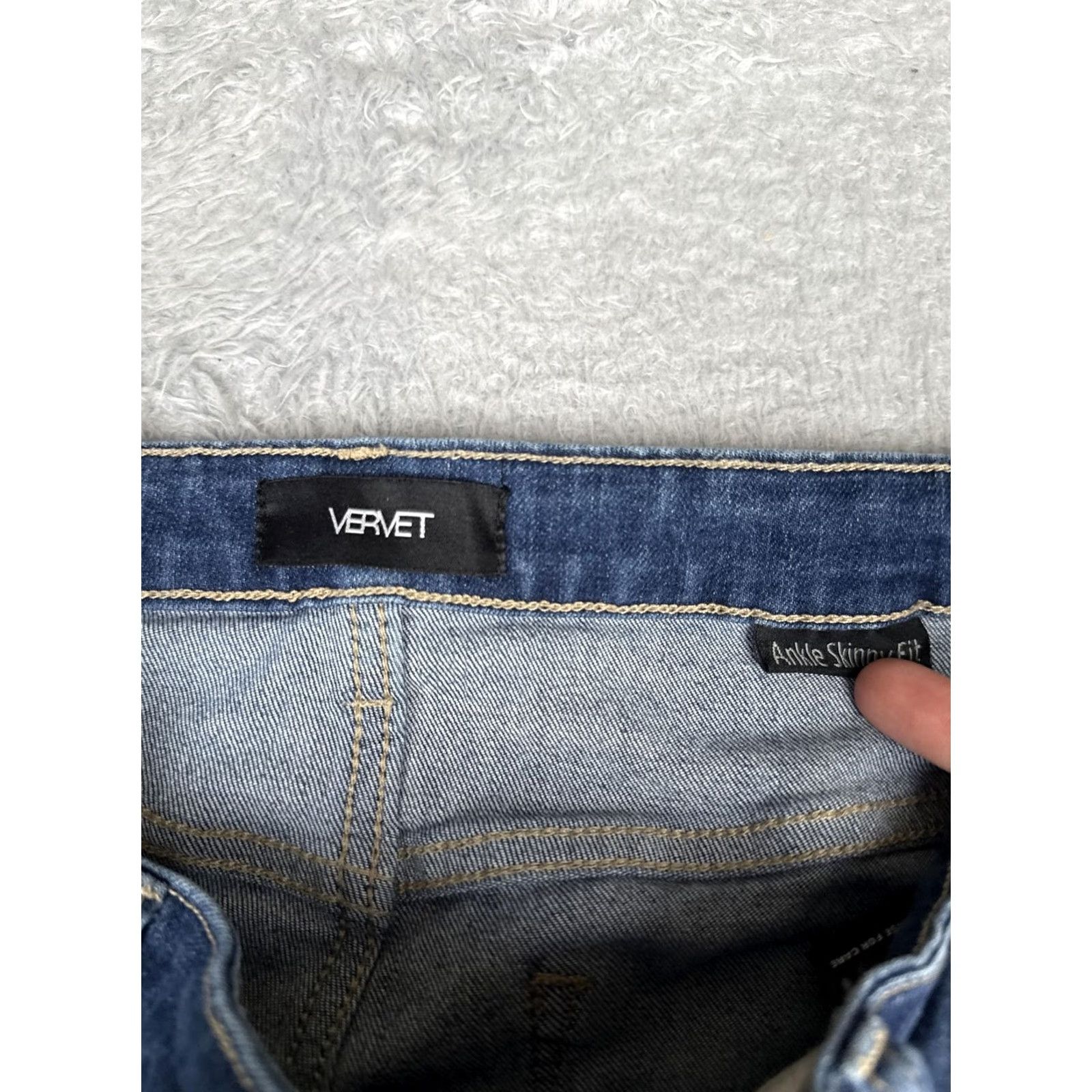 Vintage Vervet Jeans Womens 30 Blue Med Wash Skinny 5-Pocket Crop Striped High Rise Distressed Zipper Button Size 30" / US 8 / IT 44 - 6 Thumbnail