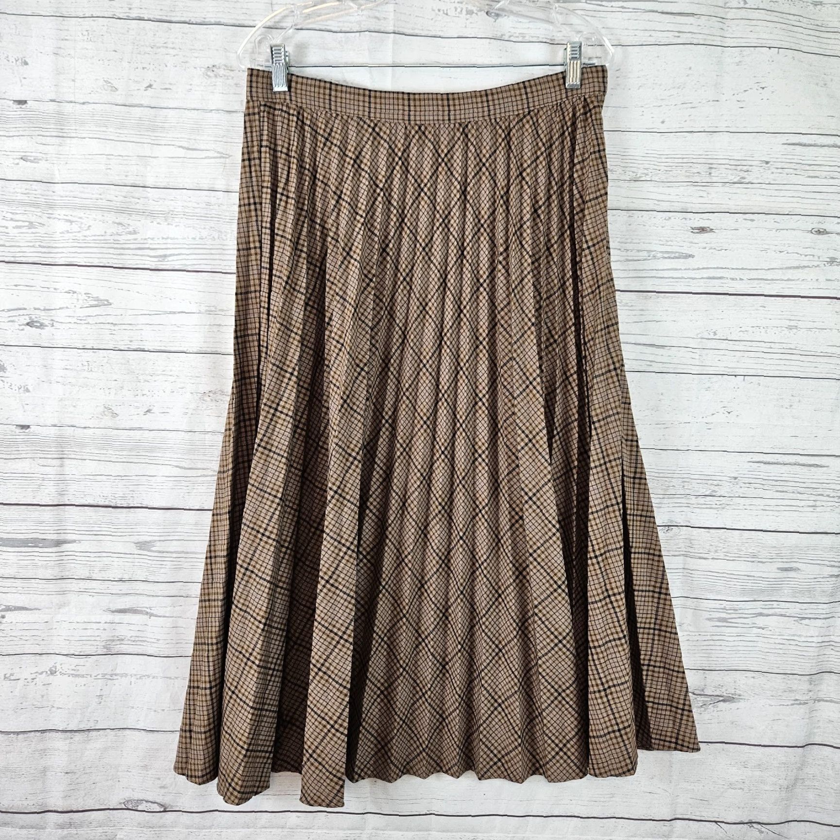 ASTR The Label ASTR The Label Women’s Pleated Skirt L Brown Plaid Side Zip Skirt Long Women's Size 36" / US 14 / IT 50 - 2 Thumbnail