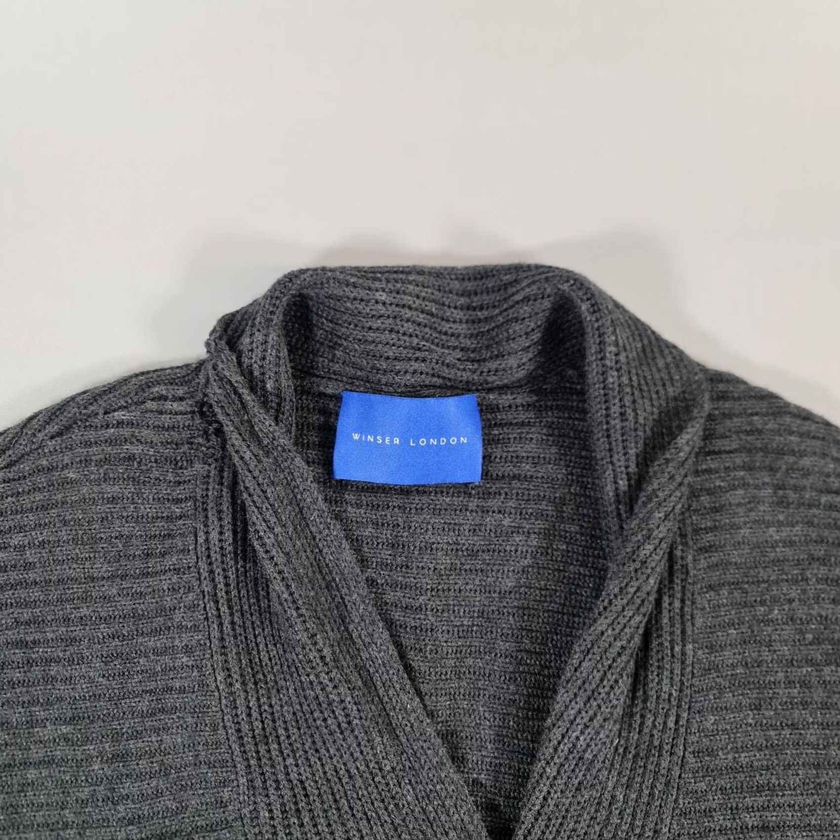 Vintage Winser London Womens Cardigan Grey Small 100% Merino Wool Knit Long Line Jumper V-Neck Casual Autumn Winter Womens Size S / US 4 / IT 40 - 2 Thumbnail