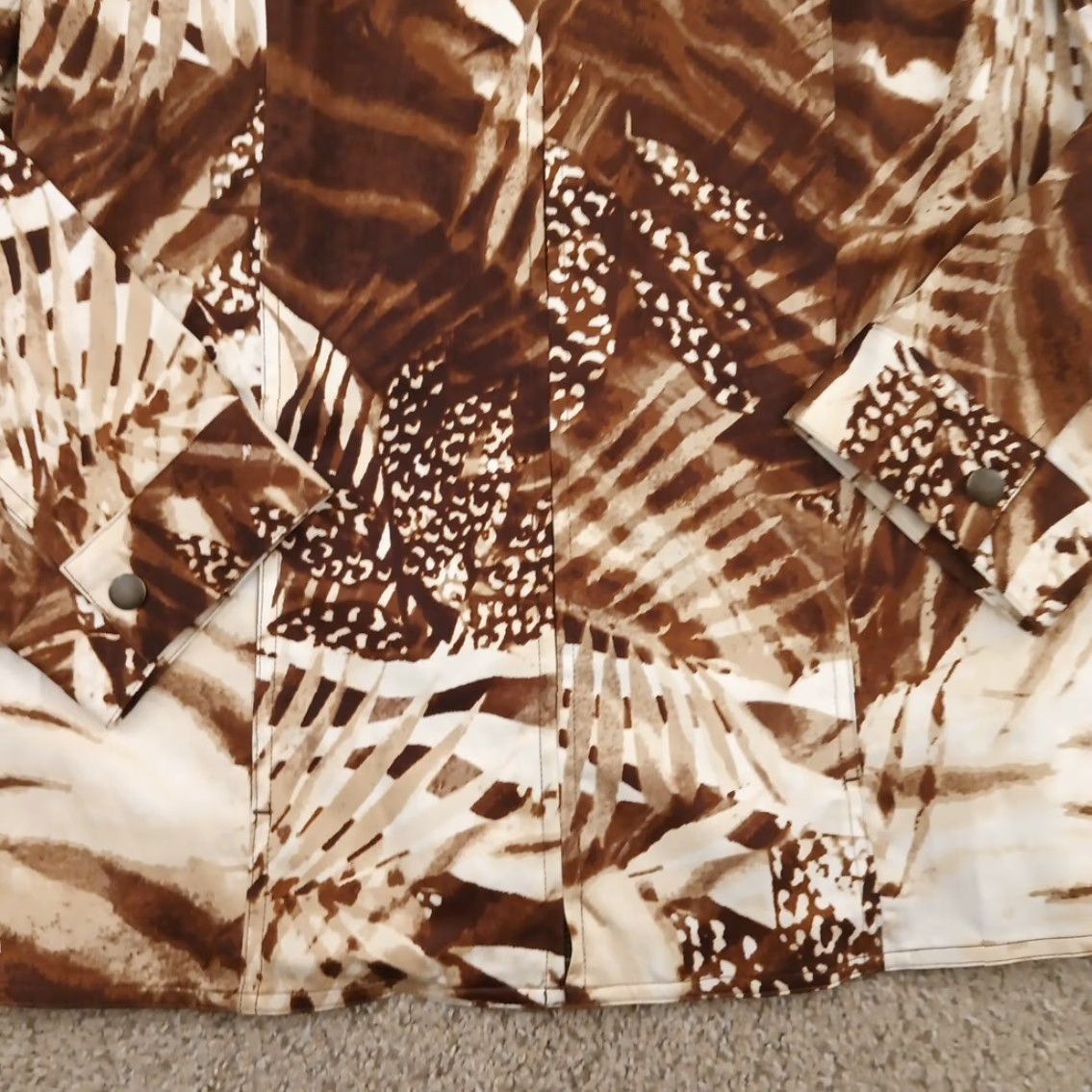 Vintage Chico's Jacket Womens Size 3 Brown Floral Twill Long Full Zip Size XS / US 0-2 / IT 36-38 - 3 Thumbnail