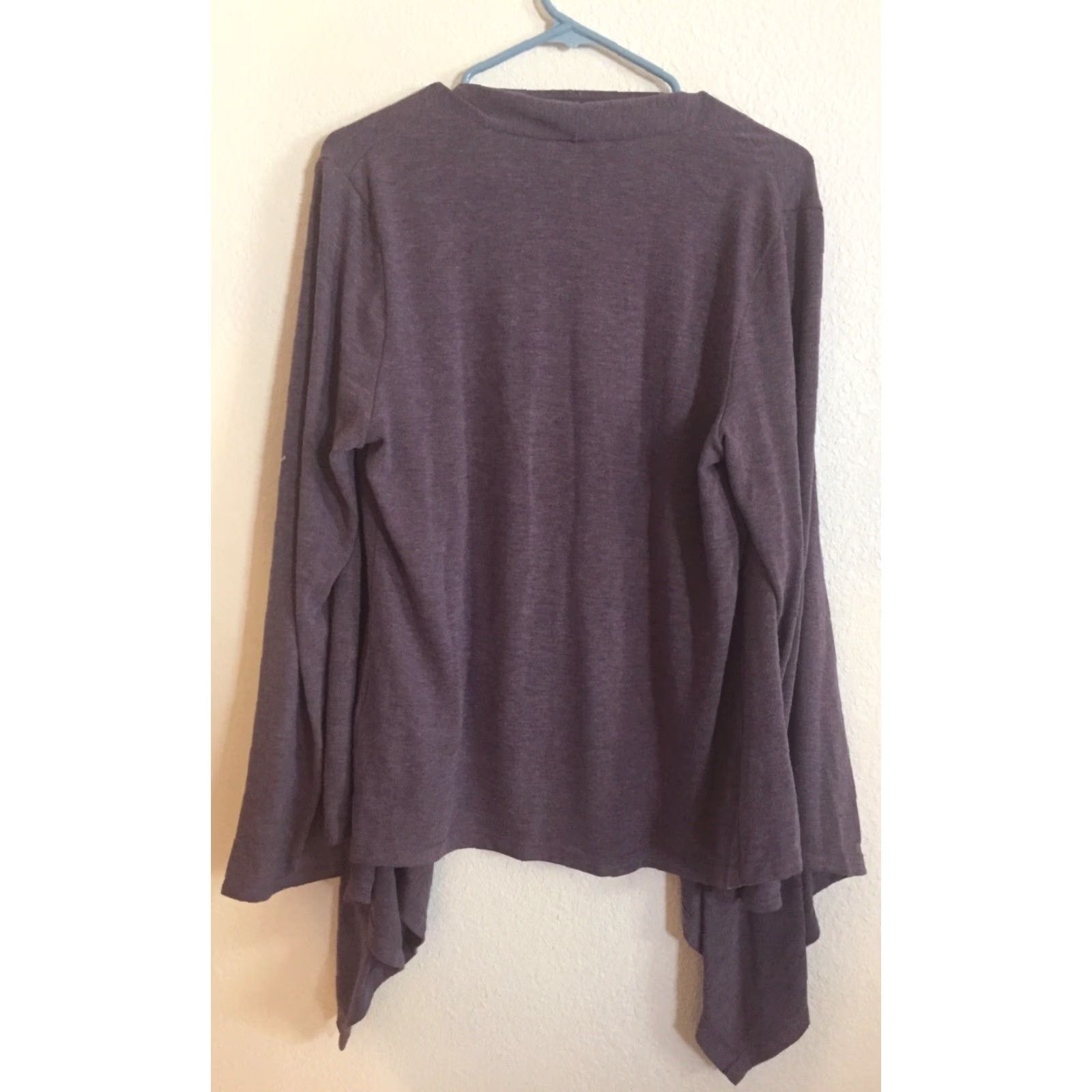 Vintage Milano Womens Open Front Purple Duster Shrug Size L Long Sleeve Stretch Knit Size L / US 10 / IT 46 - 4 Thumbnail