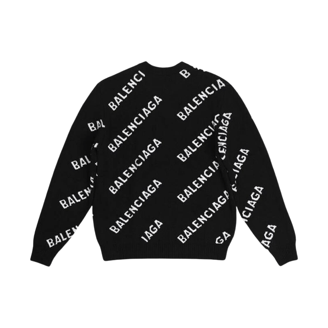 Balenciaga o1bcso1str0326 Allover Logo Sweater in Black Size S / US 4 / IT 40 - 2 Thumbnail