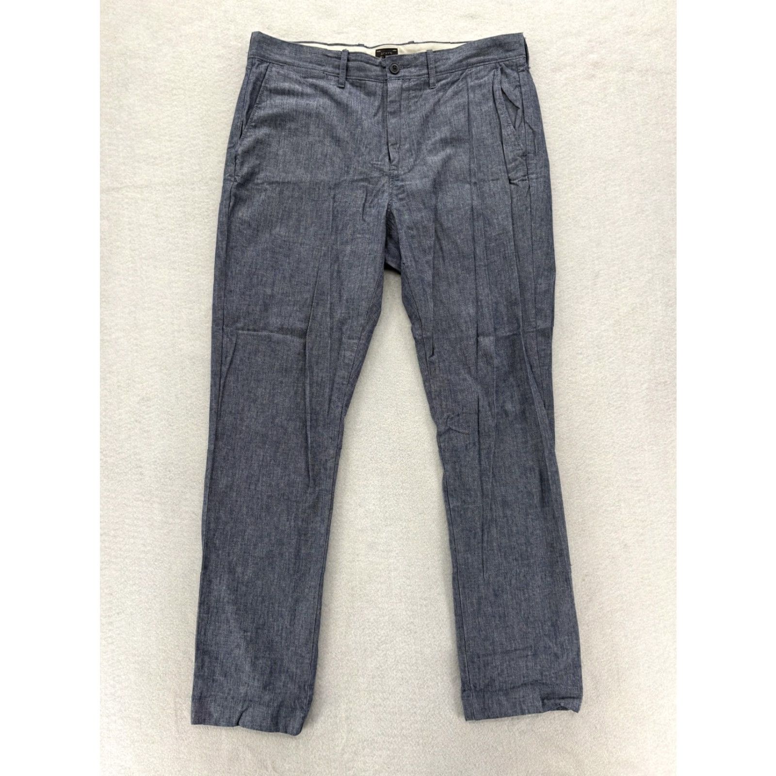 J.Crew VINTAGE J.CREW 770 Pants Mens 33x32 Blue Stretch Chambray Chino Straight Leg Preppy Camp Size US 33 - 2 Thumbnail