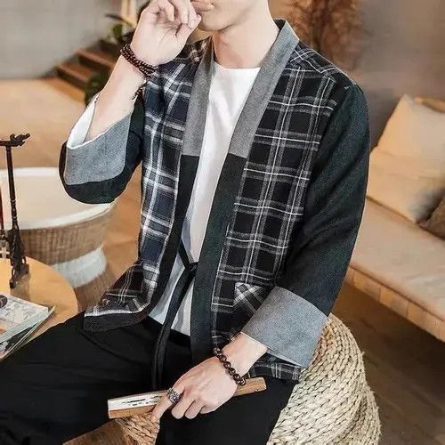 Other New Release Checkered Pocket Cardigan Kimono Noragi Size US XS / EU 42 / 0 - 4 Thumbnail