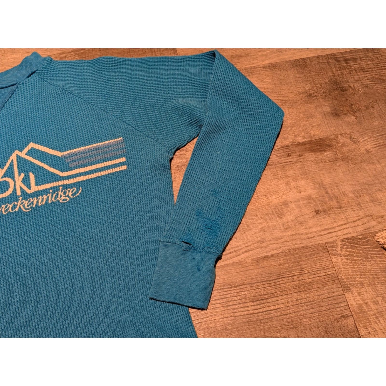 Vintage VINTAGE Breckenridge Ski Shirt Women's Blue Waffle Knit Long Sleeve Crew Neck Size S 80s Size S / US 4 / IT 40 - 4 Thumbnail