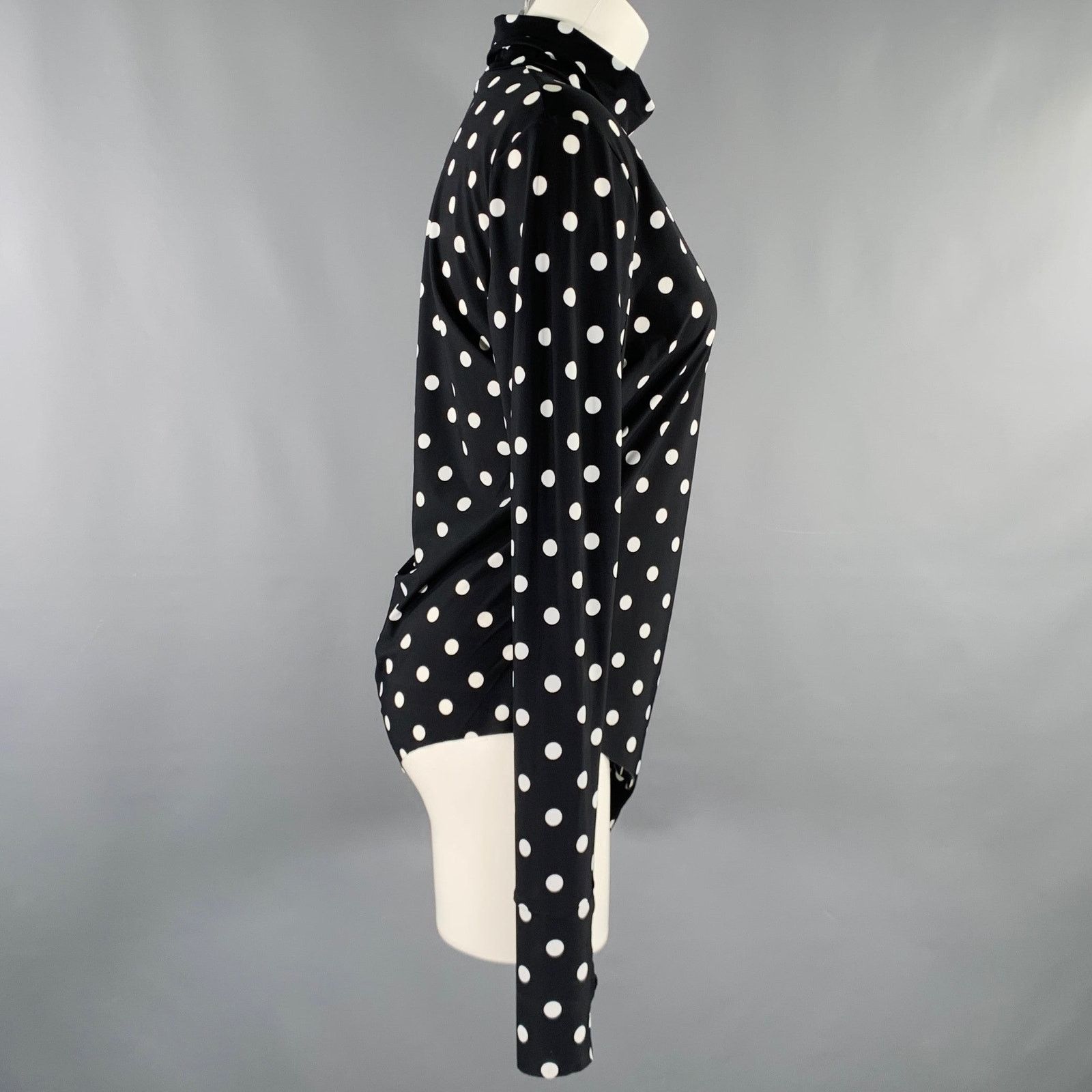 Prabal Gurung M Black White Lycra Polka Dot Bodysuit Dress Top Size M / US 6-8 / IT 42-44 - 2 Thumbnail