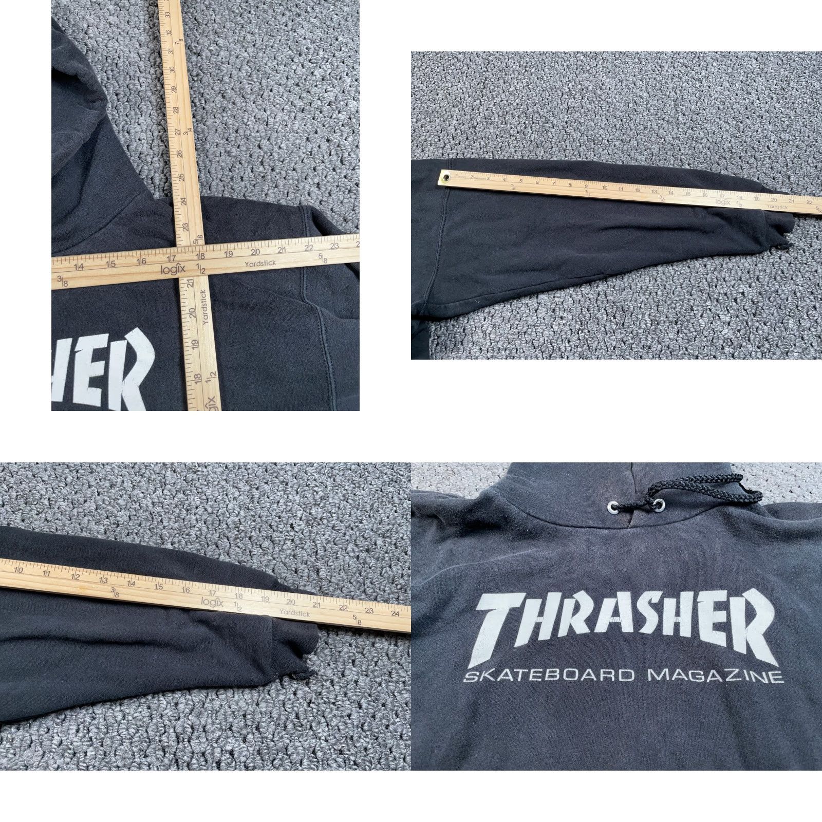 Thrasher VINTAGE Thrasher Hoodie Graphic Print Black Adult Medium Distressed 90s Mens Size US M / EU 48-50 / 2 - 8 Thumbnail