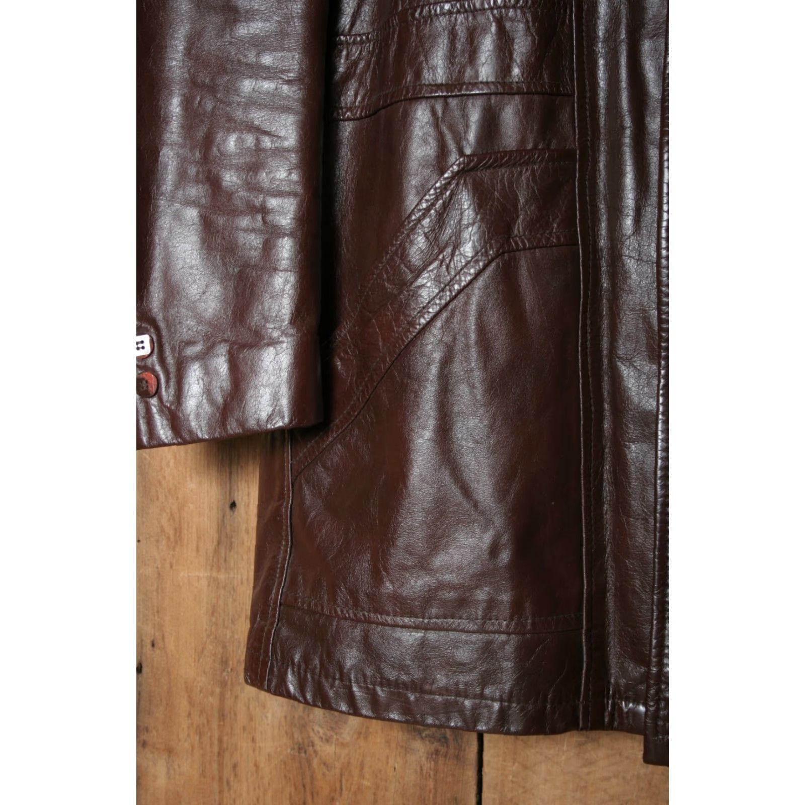 JCPenney VINTAGE JCPenney Brown Leather Car Coat w/Zip-Out Faux Fur Vest Liner Sz. L/XL Size US L / EU 52-54 / 3 - 3 Thumbnail