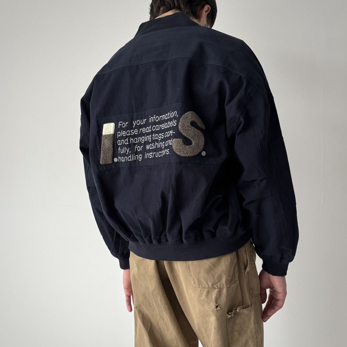Issey Miyake 1980s Vintage Issey Miyake Sport 'Care Label' Bomber Jacket Size US M / EU 48-50 / 2 - 3 Thumbnail
