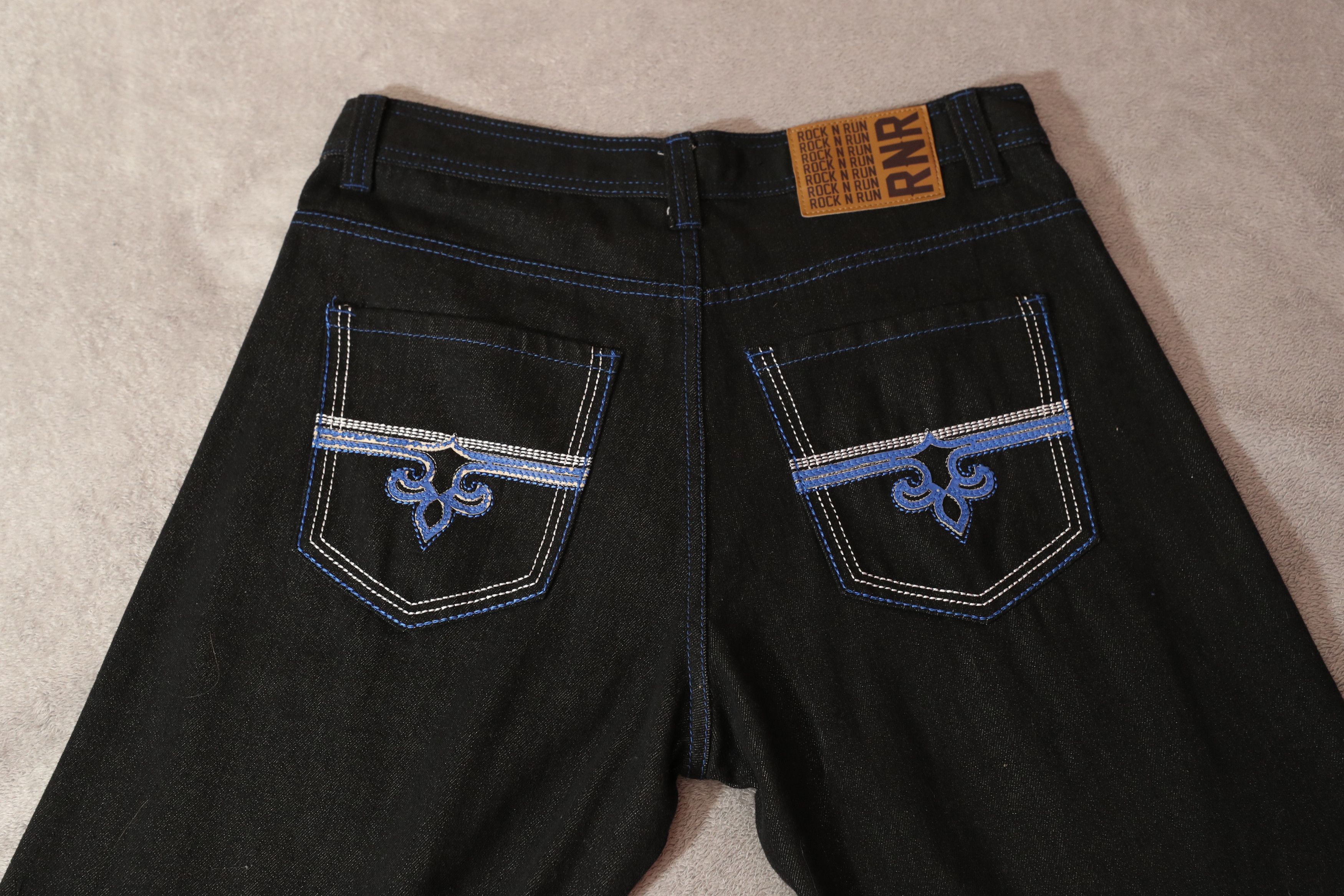 Vintage Vintage Rock N Run RNR Dark Wash Wide Leg Jeans (34x32) Size US 34 / EU 50 - 8 Thumbnail