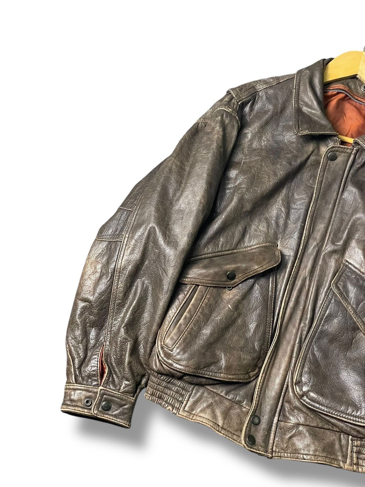 Vintage Japanese Brand Utility Pocket Leather Jacket (101) Size US XXS / EU 40 - 4 Thumbnail