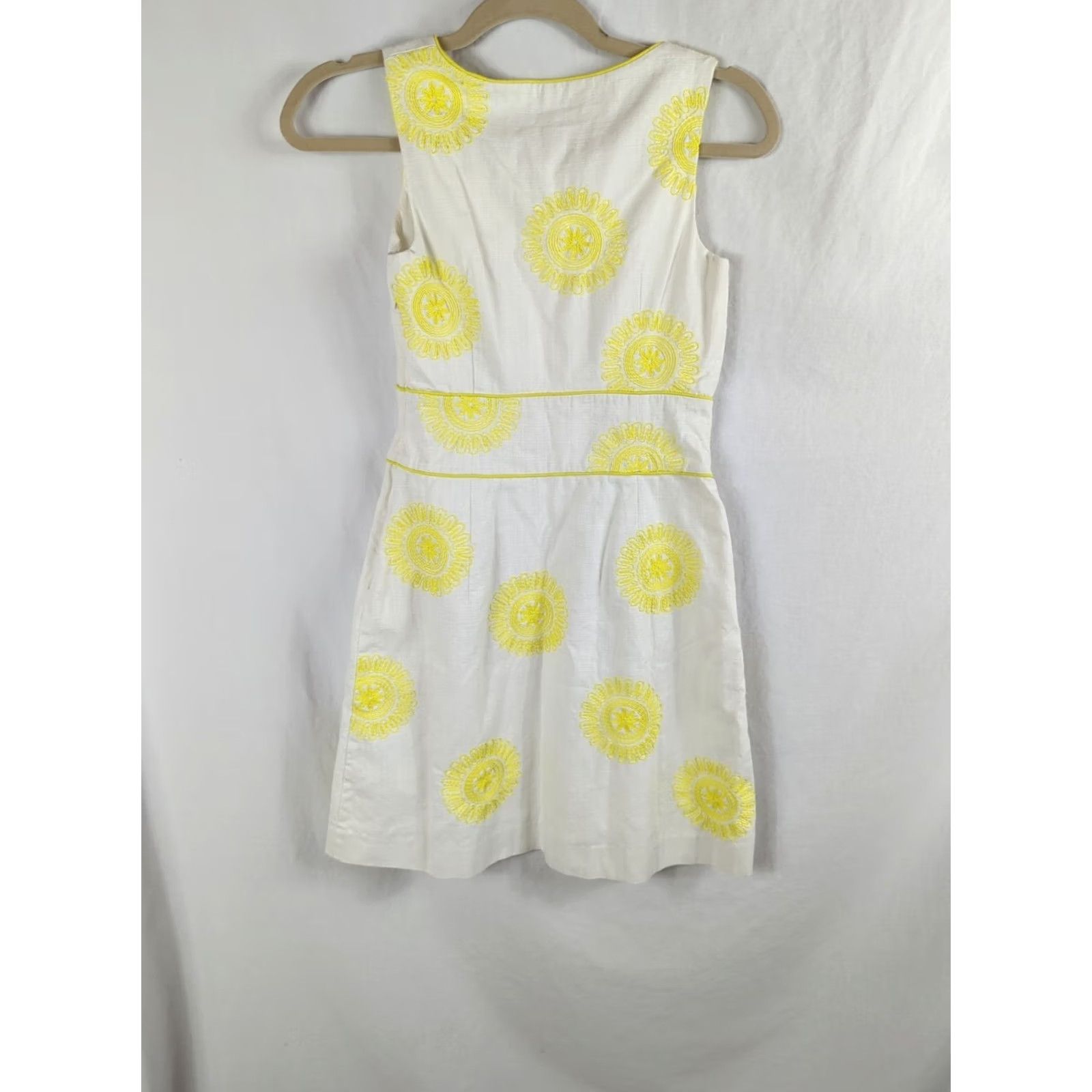 Boden Boden Sheath Dress womens Size 2 Petite sleeveless cotton zip embroidered White Yellow Size XS / US 0-2 / IT 36-38 - 6 Thumbnail