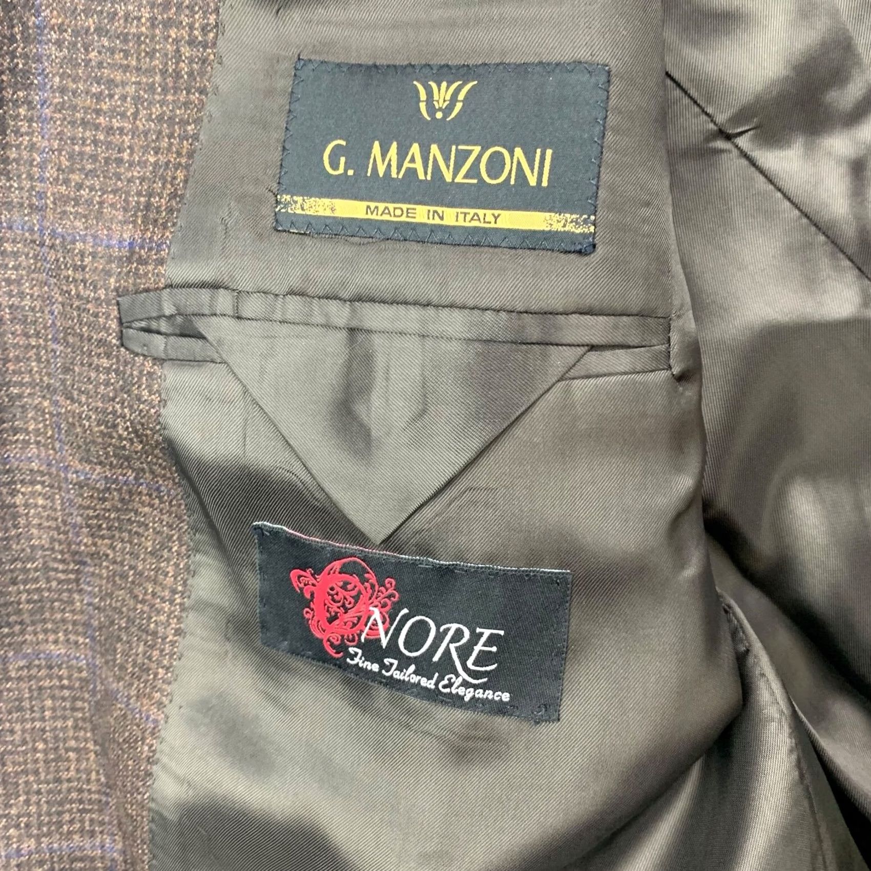 Vintage G. Manzoni Blazer Men's 44 Regular Brown Blue Plaid 100% Wool Italy Two-Button Jacket Coat Shirt Category: Blazer Size 44R - 5 Thumbnail