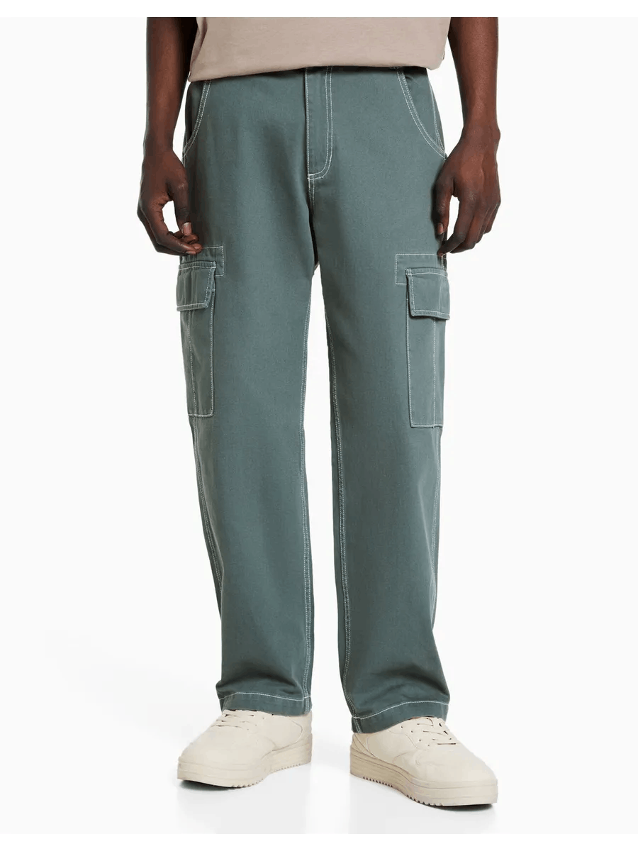 Bershka Men's Bershka Denim Wide Cargo Pants Sz30 Size US 30 / EU 46 - 6 Thumbnail
