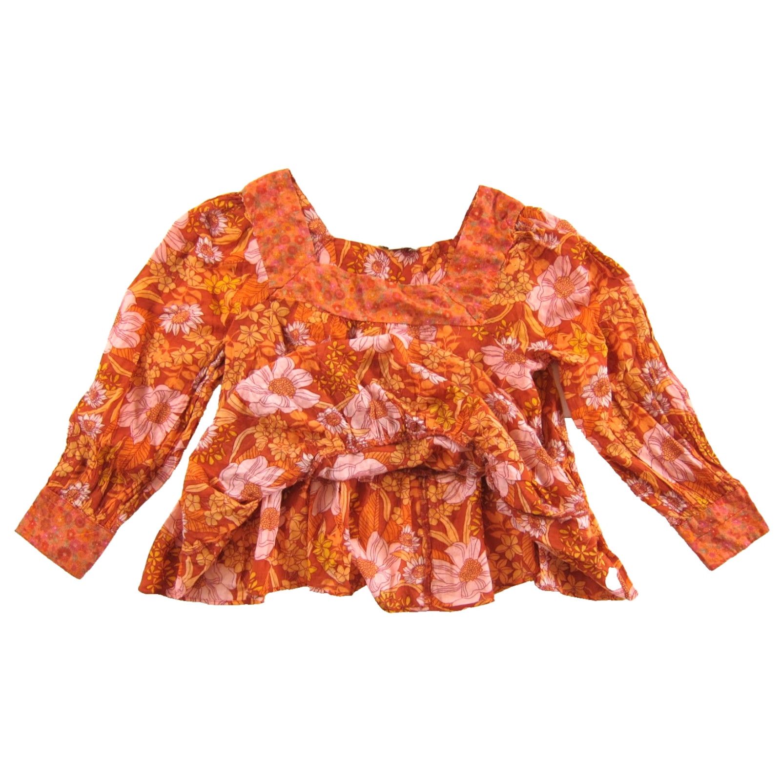 American Eagle Outfitters American Eagle Outfitters Blouse M Women's Lightweight Cotton Orange Pink Floral Boho Peasant Casual Shirt Mens? Size M / US 6-8 / IT 42-44 - 4 Thumbnail