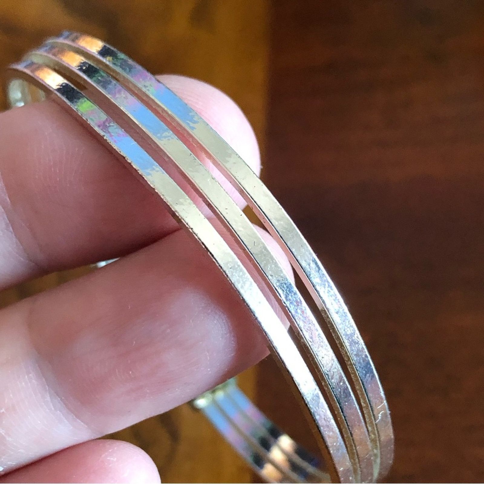 Jewelry Triple bar silver plated magnetic cuff bracelet Size ONE SIZE - 5 Thumbnail
