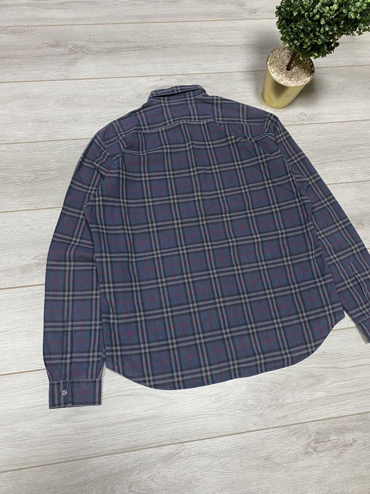 Burberry Burberry Brit shirt nova check dark blue overprint vintage Size US XL / EU 56 / 4 - 8 Thumbnail