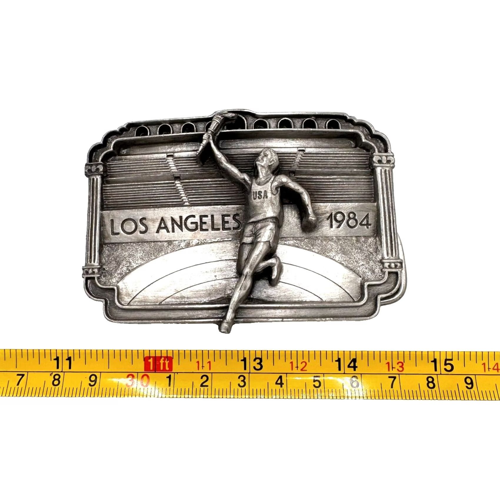 Vintage VINTAGE 1984 Los Angeles USA Olympics 3D Runner Metal Belt Buckle Arroyo Grande Men Belt Buckle Metal Western Buckle 1935/10000 Arroyo Mens Size ONE SIZE - 4 Thumbnail