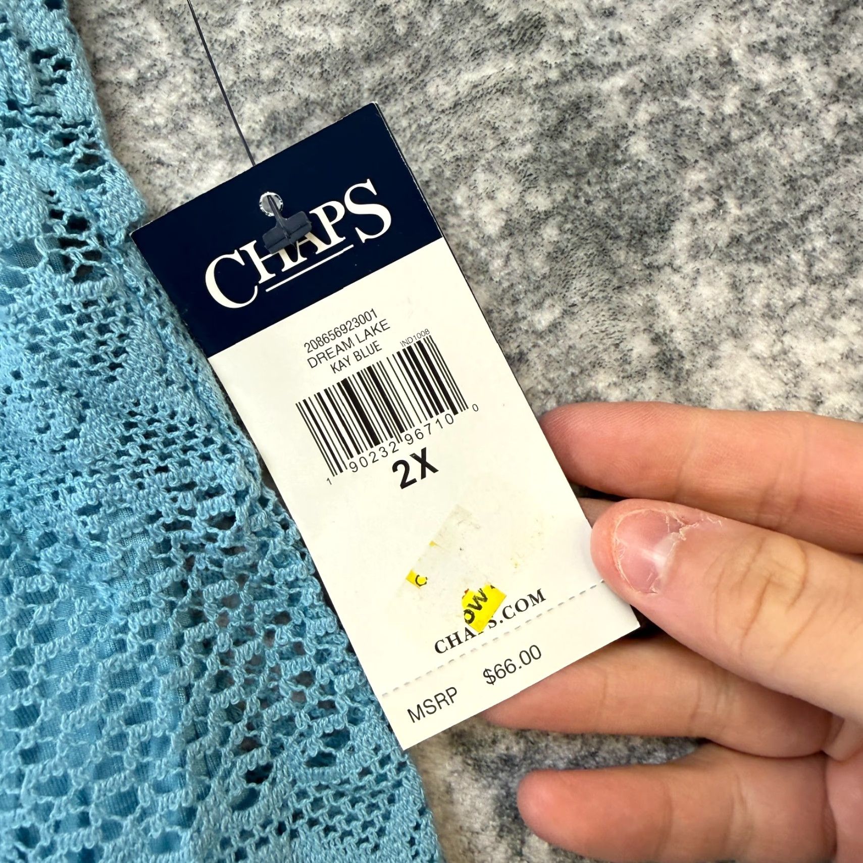 Chaps Chaps Blouse Shirt Women 2X Teal Blue Eyelet Lace Bohemian Knit Crew Neck Short Sleeve Plus Size Modern Casual Mens Womens Size XXL / US 16-18 / IT 52-54 - 4 Thumbnail