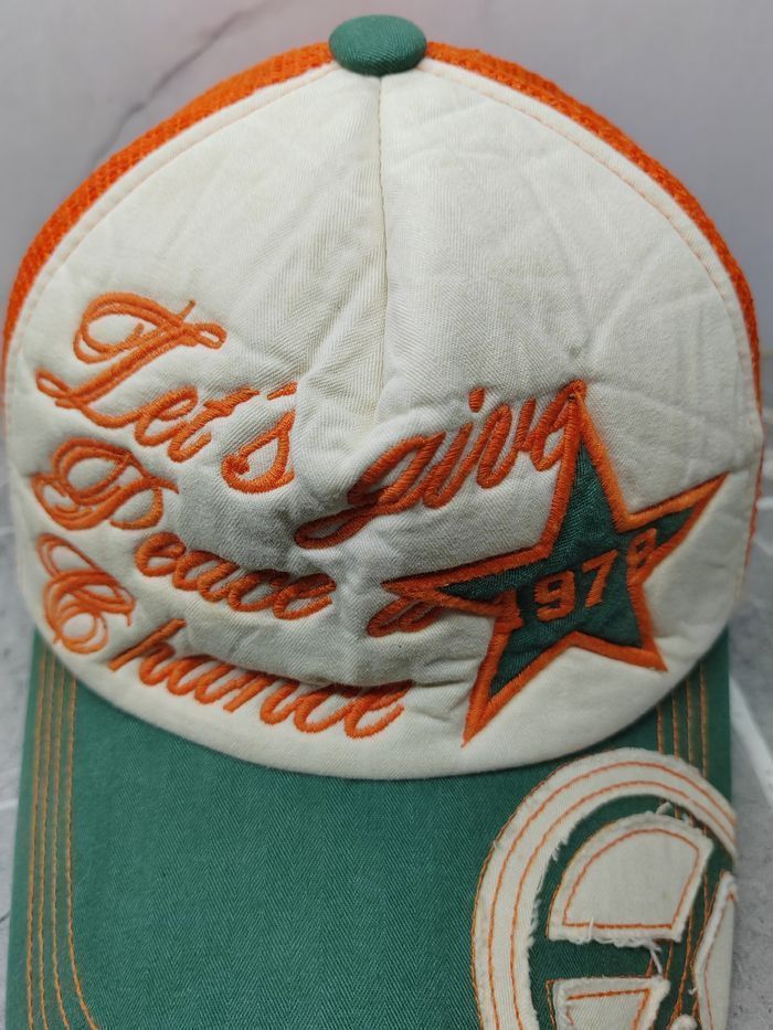 Japanese Brand Vintage Peace Distressed Style Cap Hat Size ONE SIZE - 3 Thumbnail