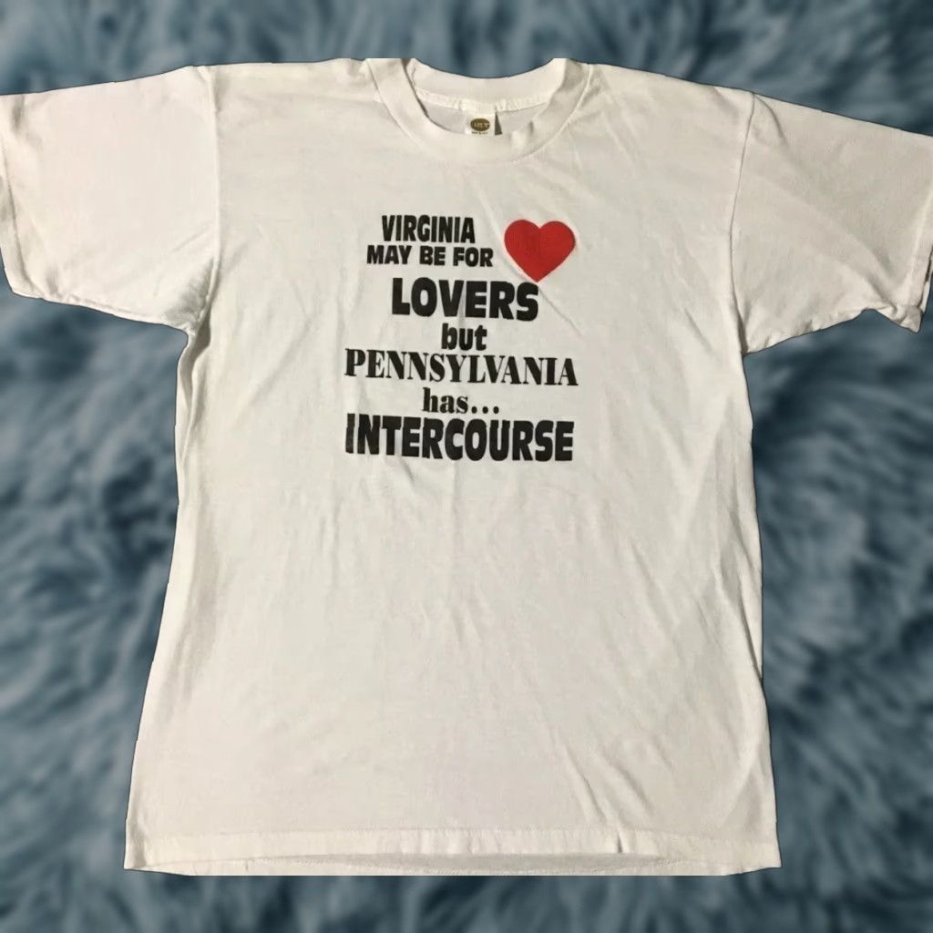 Vintage Vtg 90s Pennsylvania Has Intercourse Shirt M USA Funny Crude Sex Joke Grunge Y2K Shirt Mens White Funny Saying Graphic Tee USA 90s Grunge Joke Size US M / EU 48-50 / 2 - 1 Thumbnail