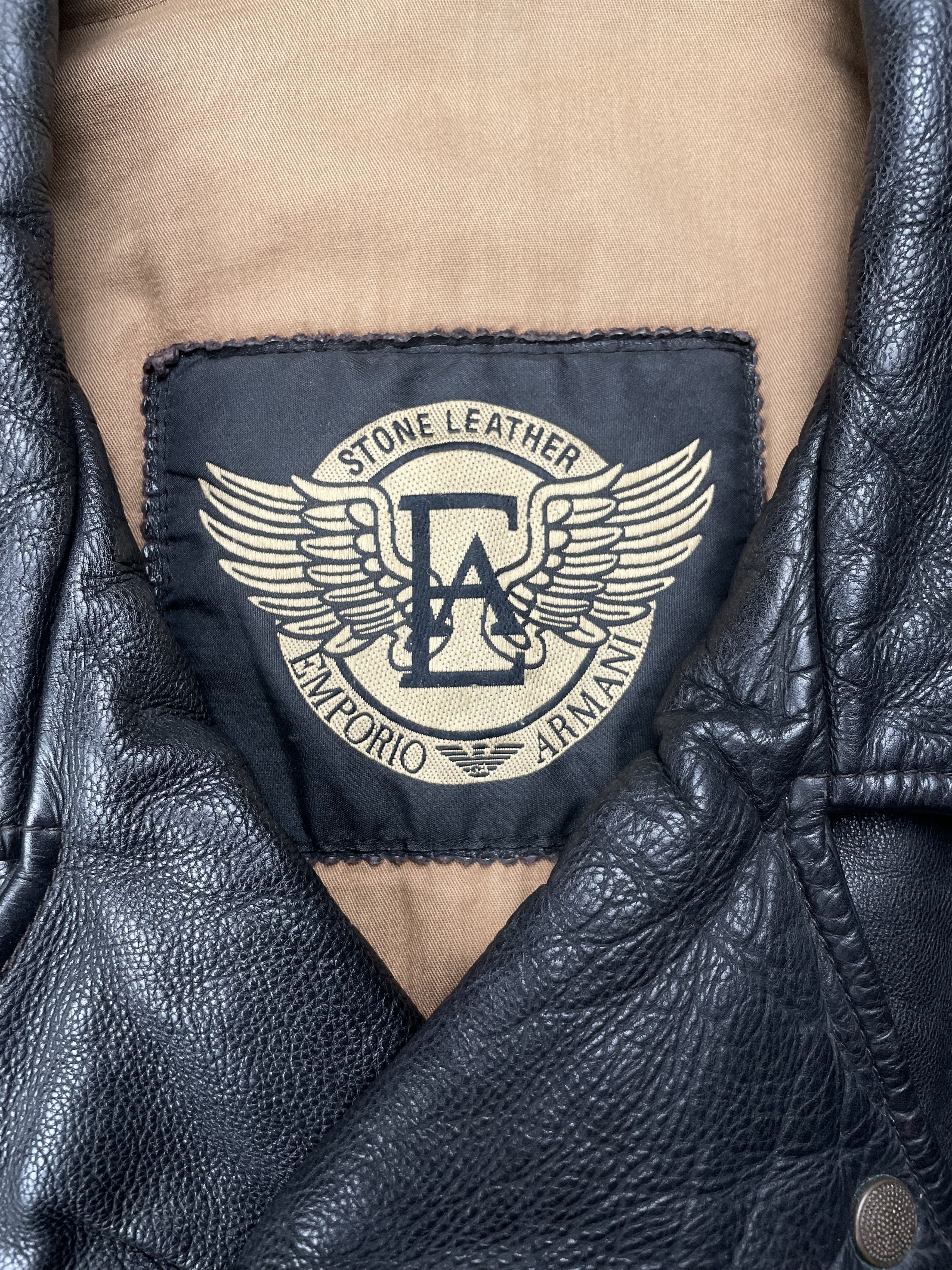Emporio Armani vintage Emporio Armani 1990's biker Stone Leather jacket Size US L / EU 52-54 / 3 - 10 Thumbnail