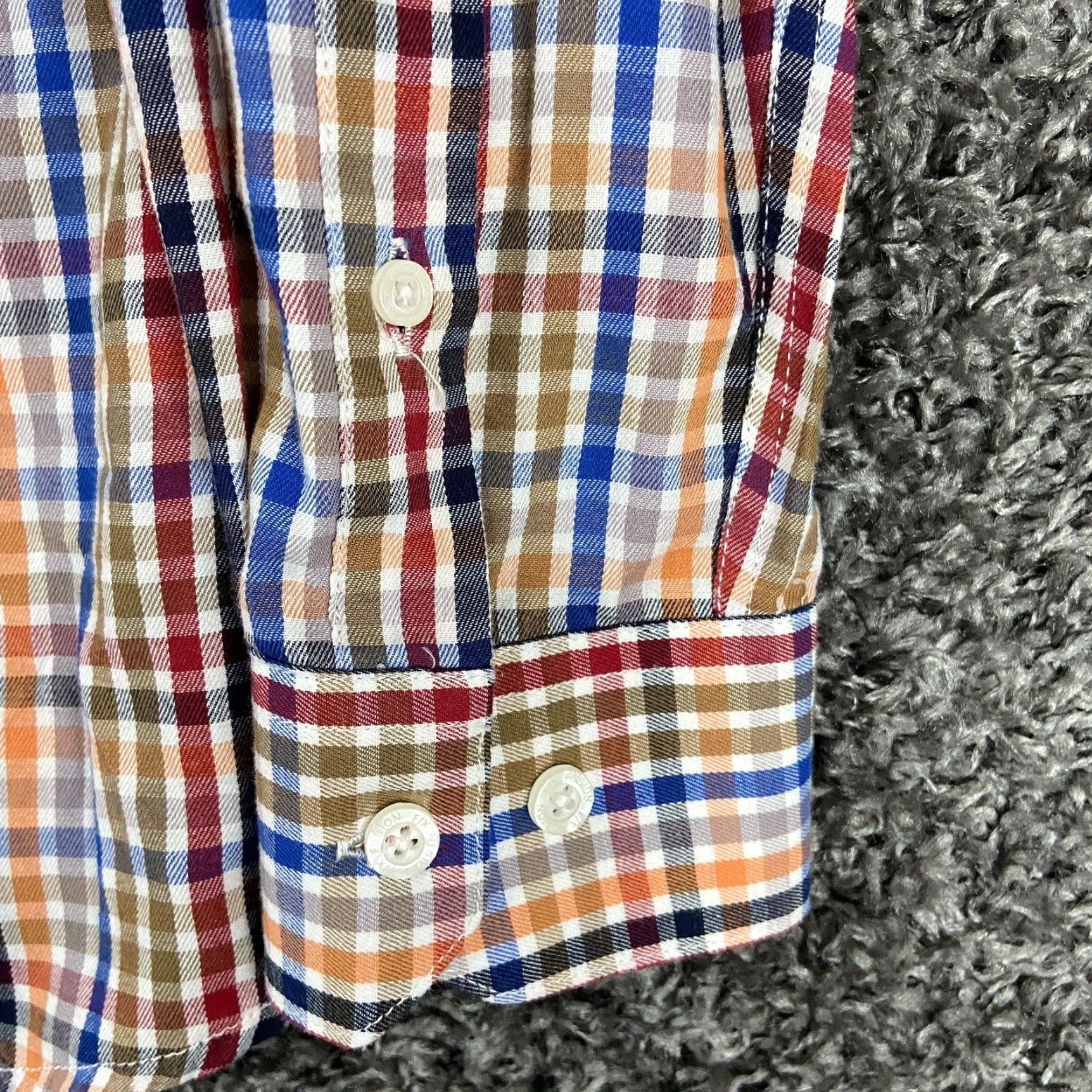 Vintage FX Fusion Men's Plaid Button Up Long Sleeve Shirt Orange M Size US M / EU 48-50 / 2 - 3 Thumbnail