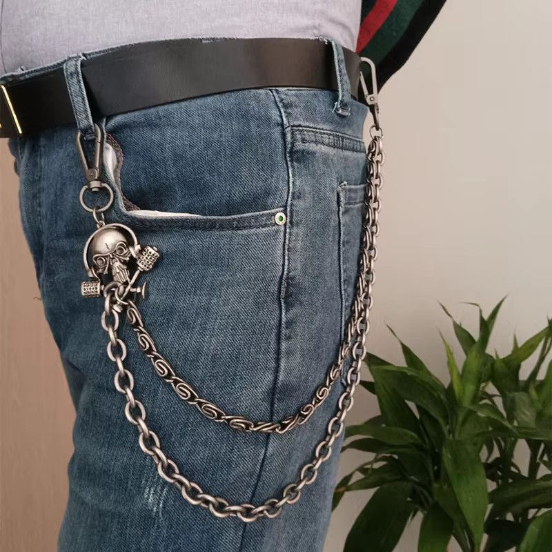 Jewelry Retro Skull Bilayer Metal Body Pants Waist Chain Size ONE SIZE - 1 Preview