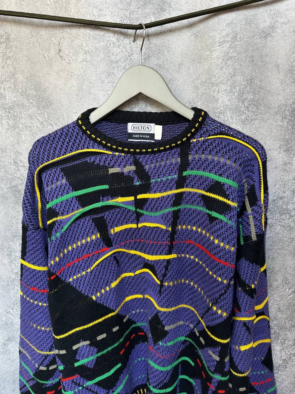 Coogi Hilton Coogi Style Knit Sweater USA 90s Acrylic Cubist Face Size US XL / EU 56 / 4 - 5 Thumbnail