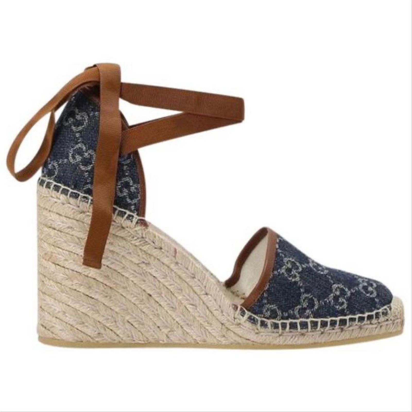 Gucci Pilar GG logo denim espadrilles wedges Size US 10.5 / IT 40.5 - 1 Thumbnail
