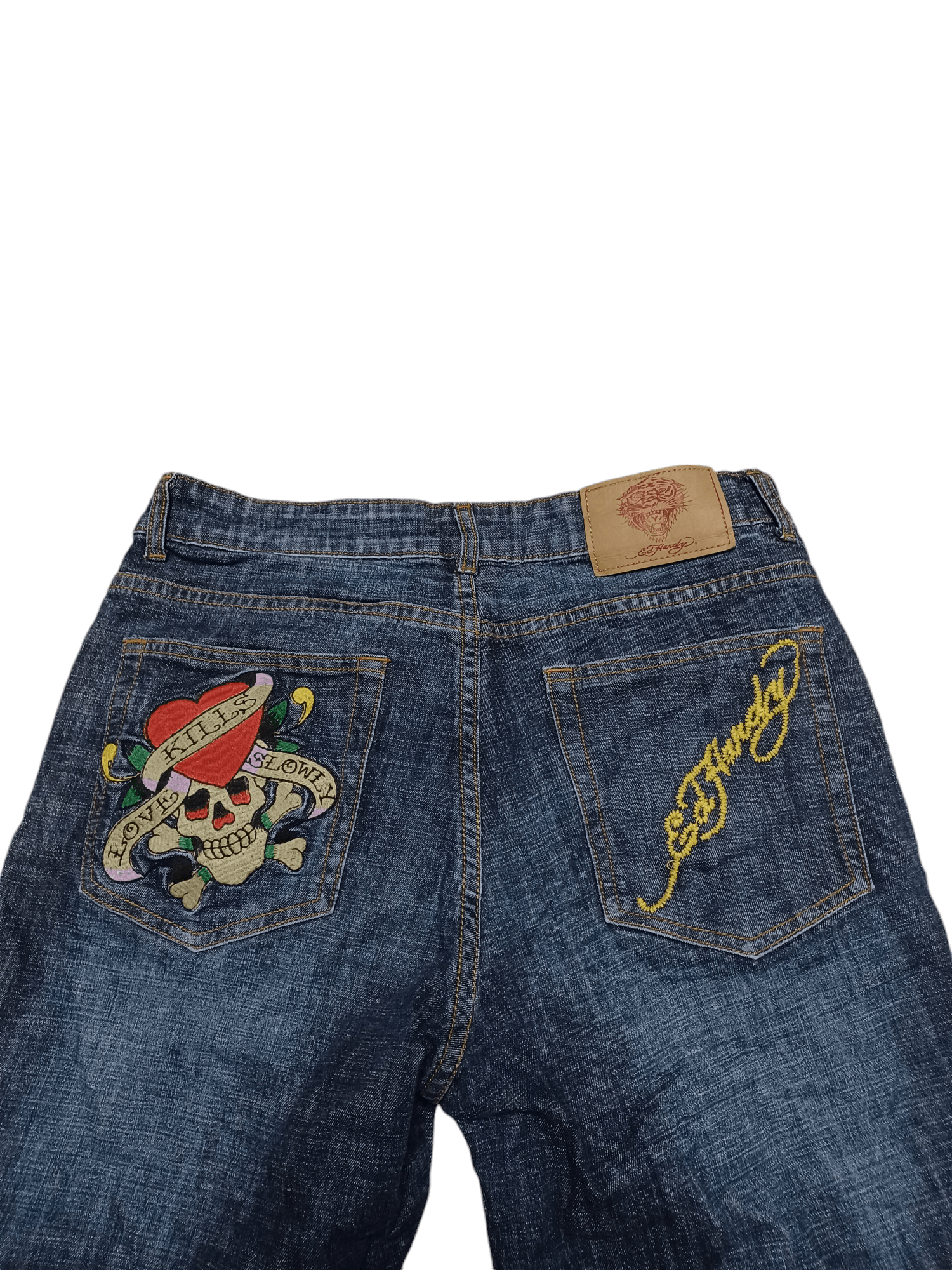 Ed Hardy ED HARDY BIGLOGO EMBROIDERED AVANTGARDE Y2K OPIUM SHORTS Size US 30 / EU 46 - 2 Thumbnail