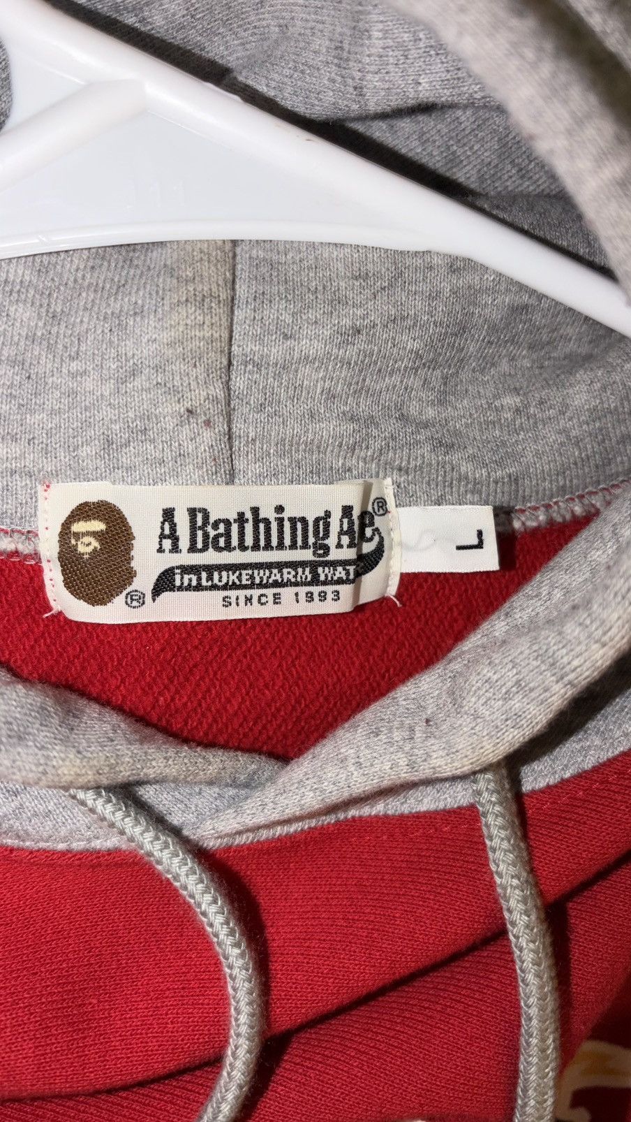 Bape Red and Grey Bape Hoodie Size US L / EU 52-54 / 3 - 3 Thumbnail