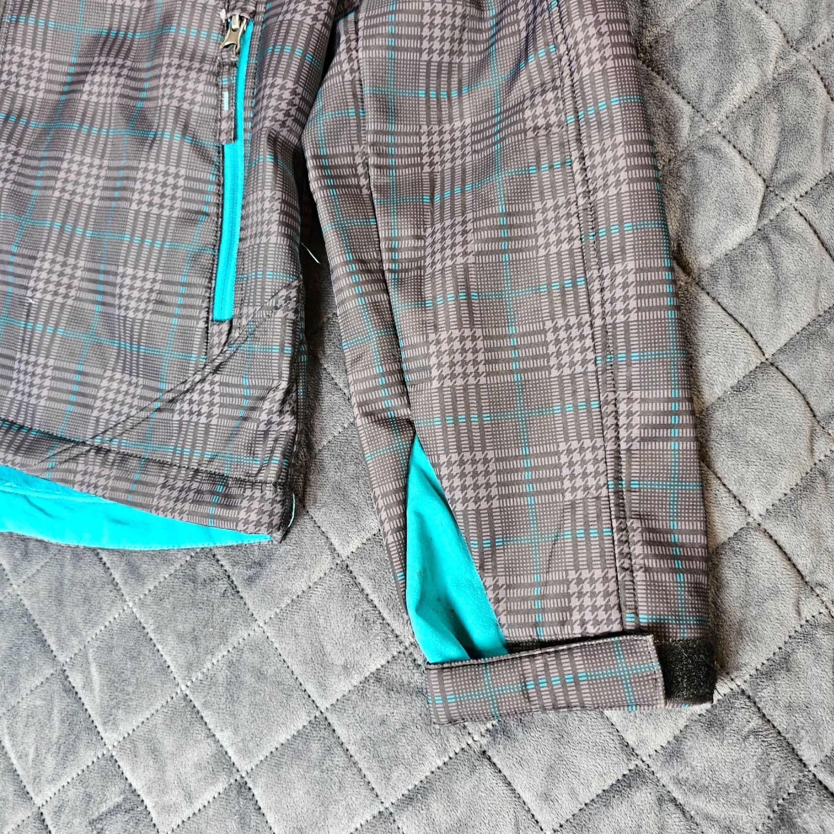 Free Country Free Country Jacket Teens Size S Turquoise Lined Plaid Gray Hooded Faux Fur Size S / US 4 / IT 40 - 5 Thumbnail
