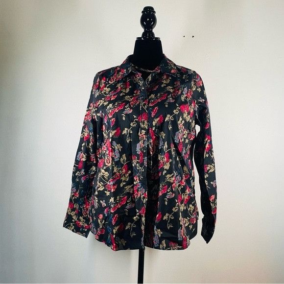 Chaps Chaps Floral Button-Up Blouse – Vintage-Inspired XL. Size XL / US 12-14 / IT 48-50 - 1 Thumbnail