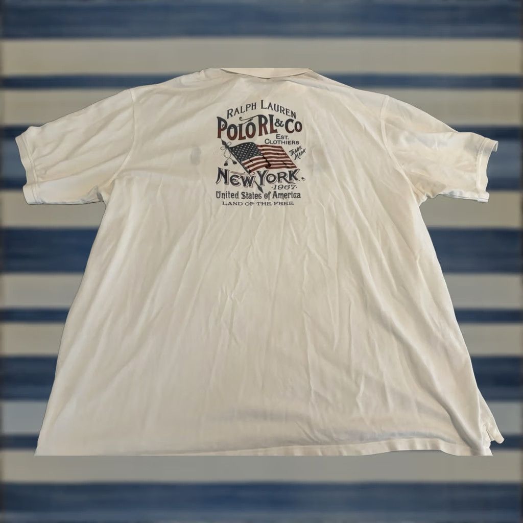 Polo Ralph Lauren Polo Ralph Lauren Polo Shirt White Short Sleeve USA Flag Big Pony Mens 4XLT Size US XXL / EU 58 / 5 - 1 Thumbnail