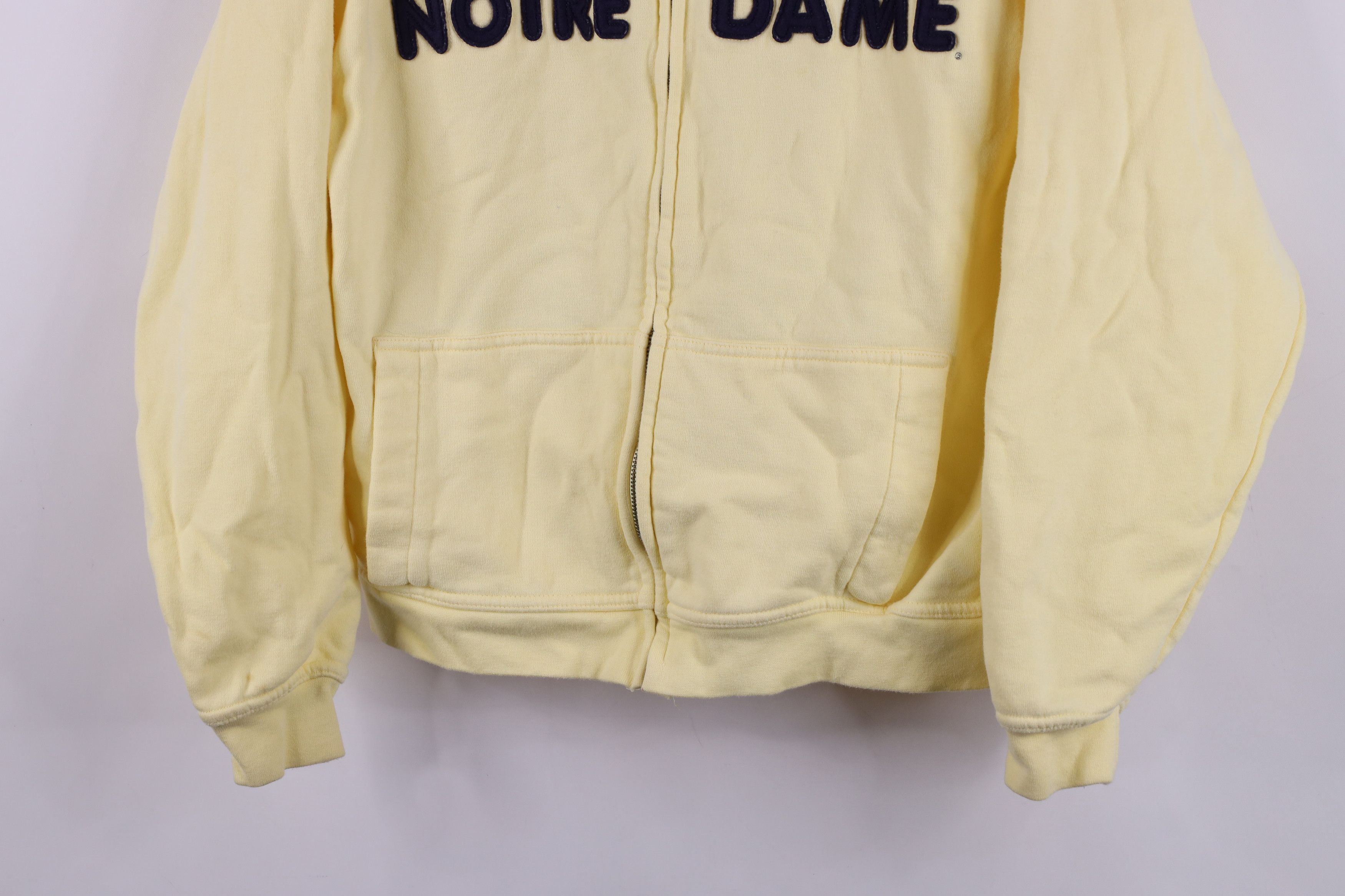 Vintage Vintage 90s Notre Dame University Full Zip Hoodie Yellow Size S / US 4 / IT 40 - 3 Thumbnail