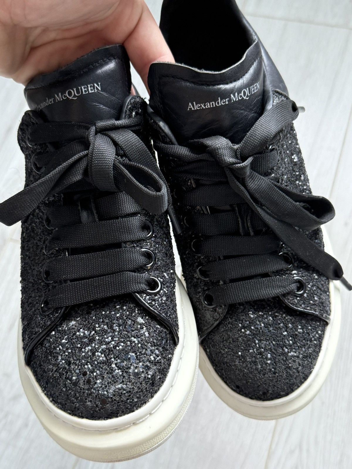 Alexander McQueen Alexander McQueen Oversized Glitter Sole Sneakers BlackWhite Size US 7.5 / IT 37.5 - 2 Thumbnail